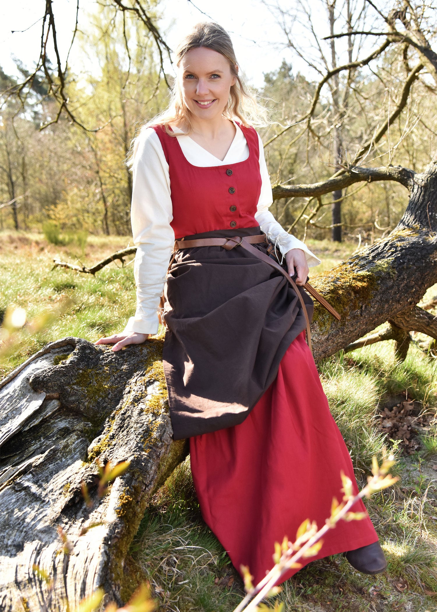 Imagen única de: Vestido Medieval Sin Mangas, Vestido Pichi Lene, Rojo