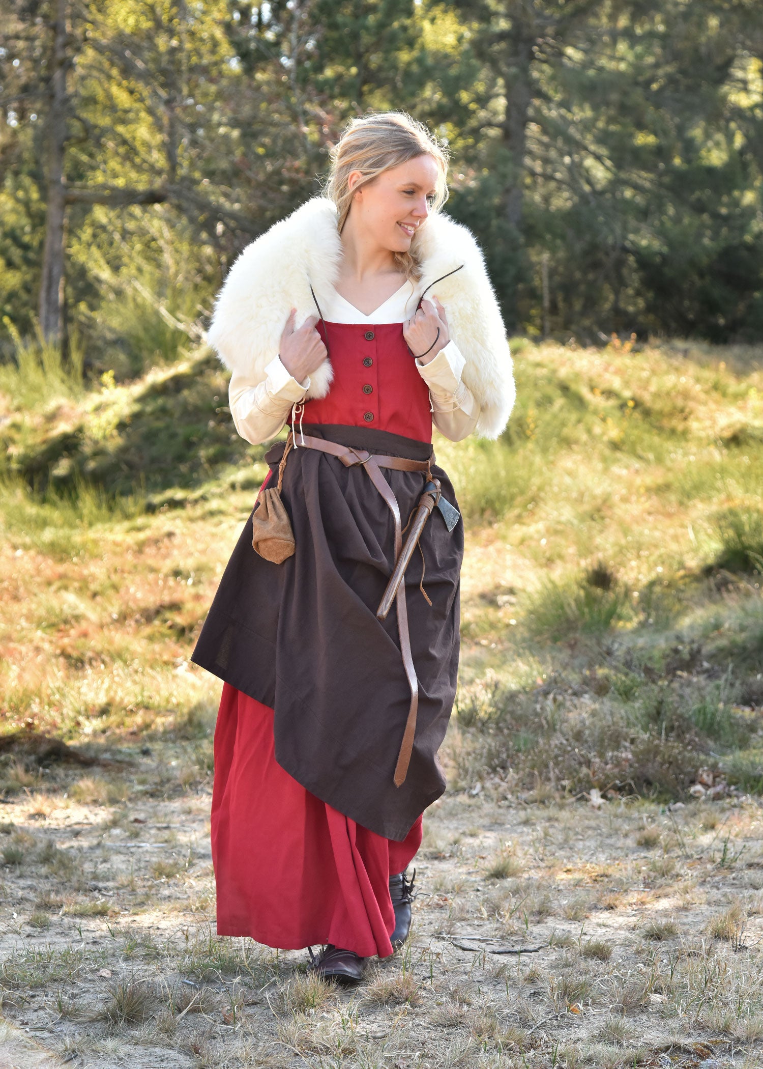Imagen única de: Vestido Medieval Sin Mangas, Vestido Pichi Lene, Rojo
