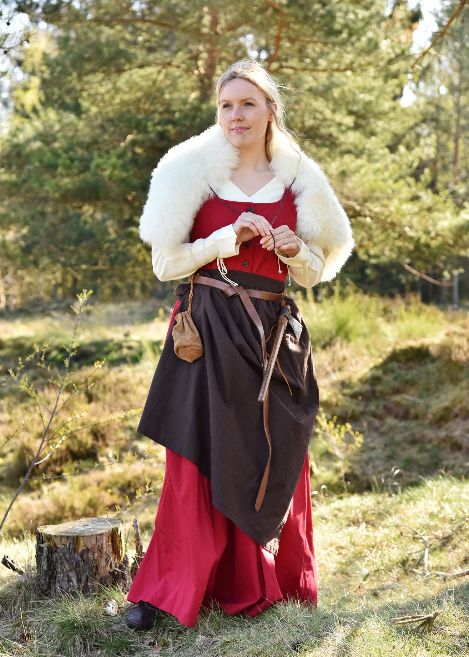 Imagen única de: Vestido Medieval Sin Mangas, Vestido Pichi Lene, Rojo