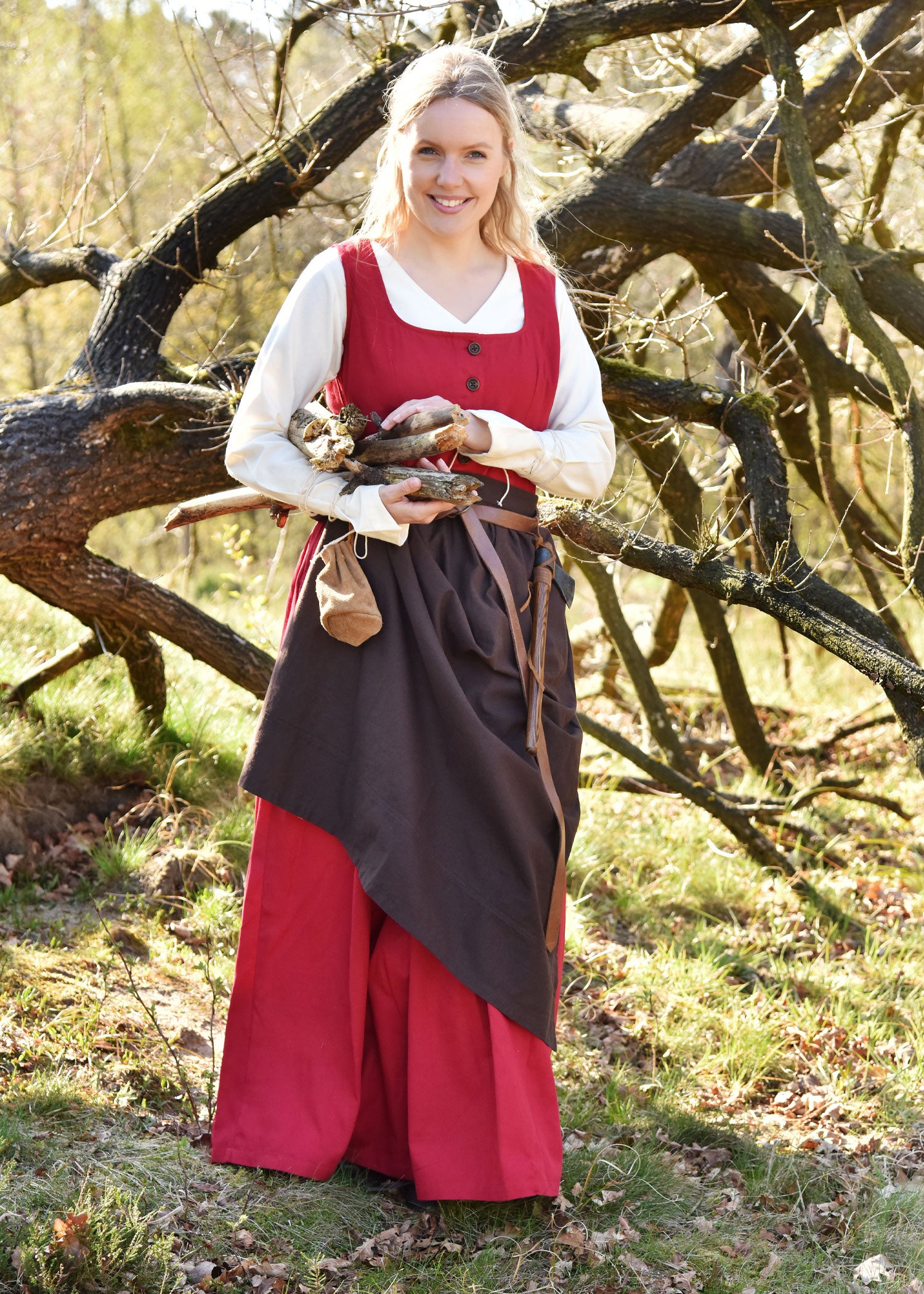 Imagen única de: Vestido Medieval Sin Mangas, Vestido Pichi Lene, Rojo
