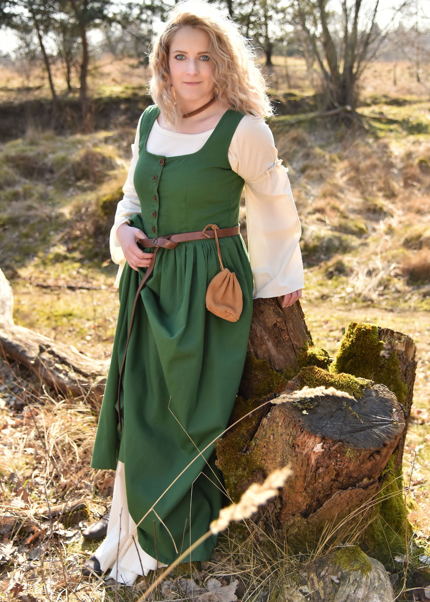 Imagen única de: Vestido Medieval Sin Mangas, Vestido Estilo Pichi Lene, Verde