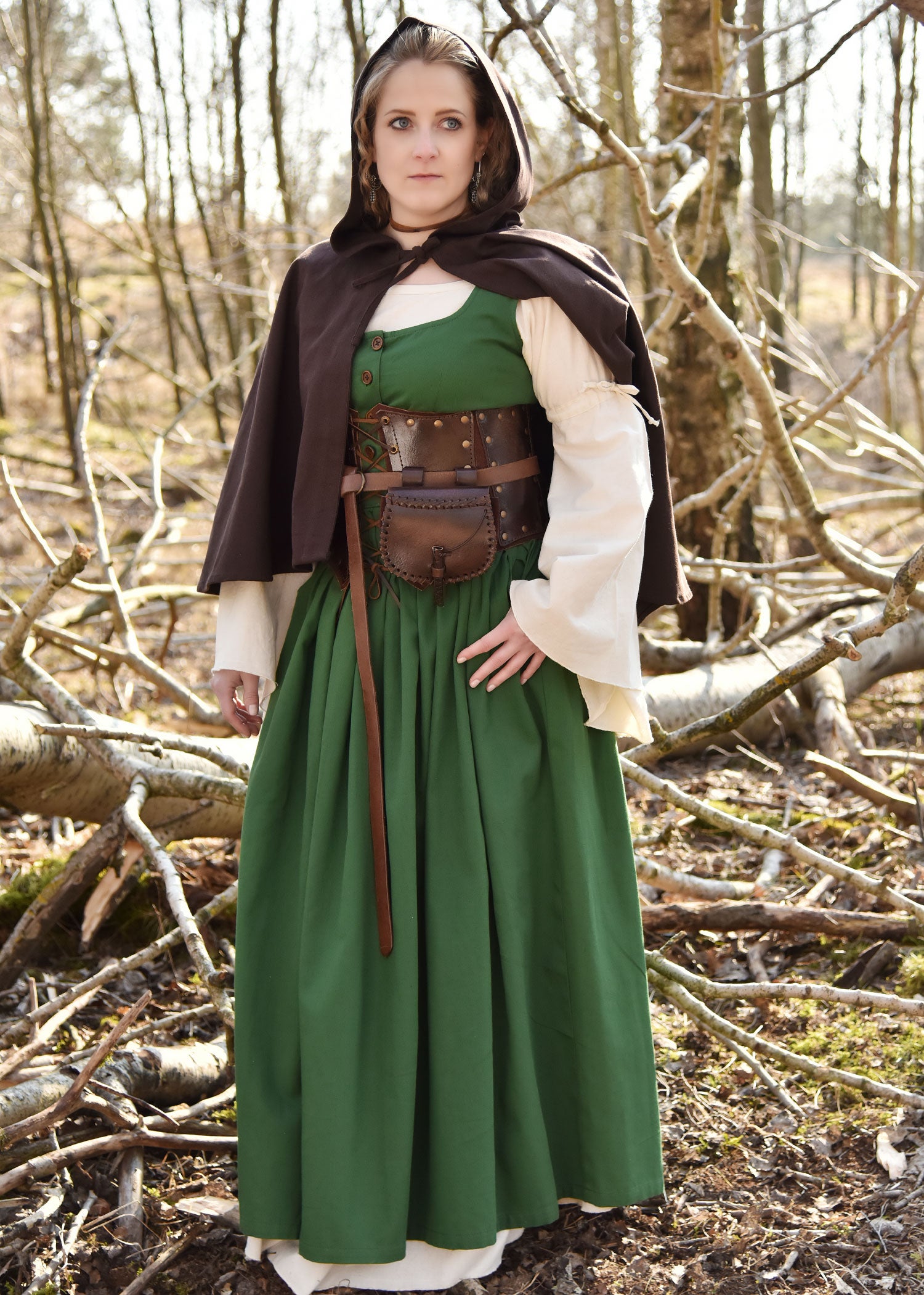 Imagen única de: Vestido Medieval Sin Mangas, Vestido Estilo Pichi Lene, Verde