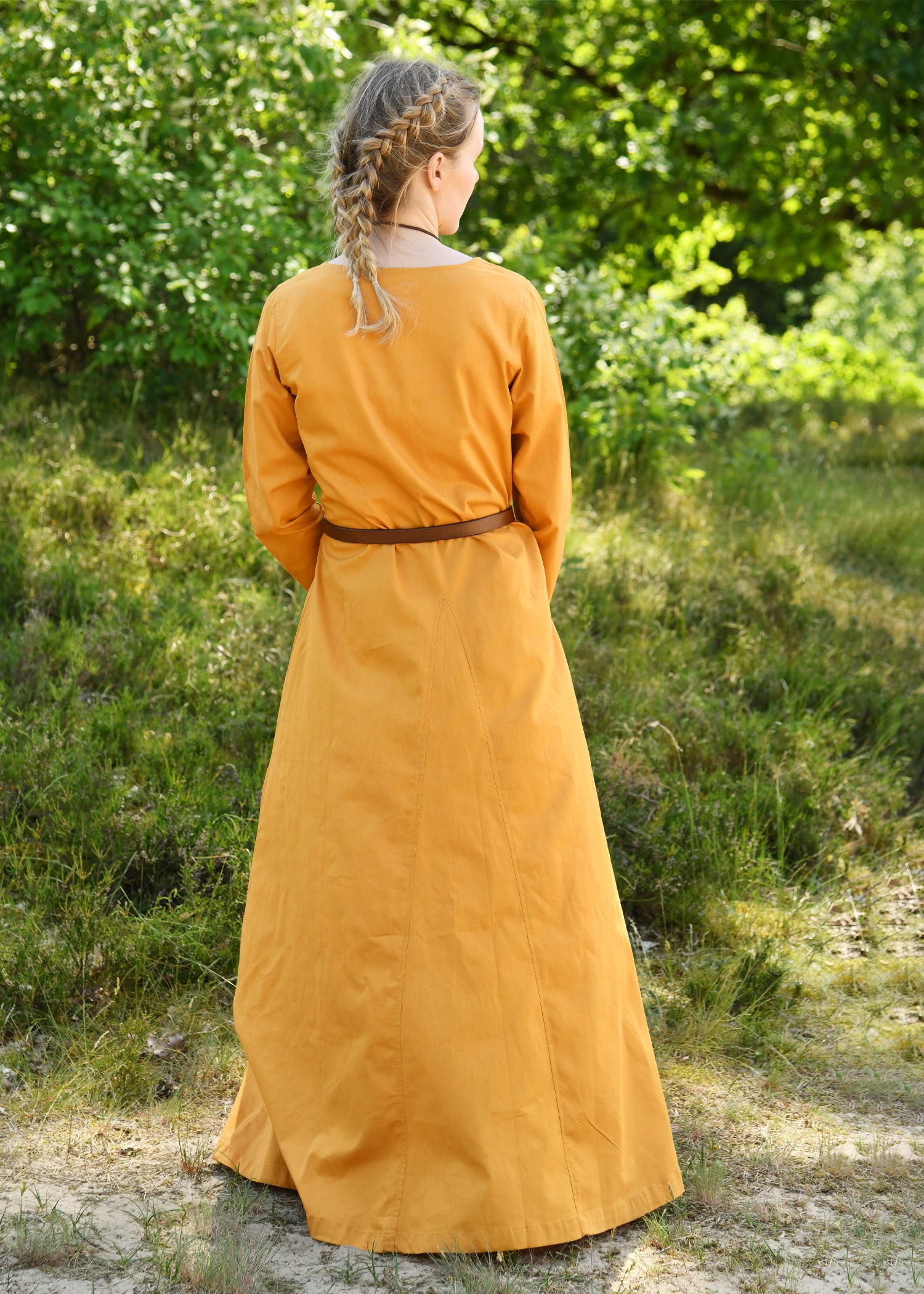 Imagen única de: Vestido Medieval Ligero Milla, Vestido Vikingo, Amarillo Mostaza