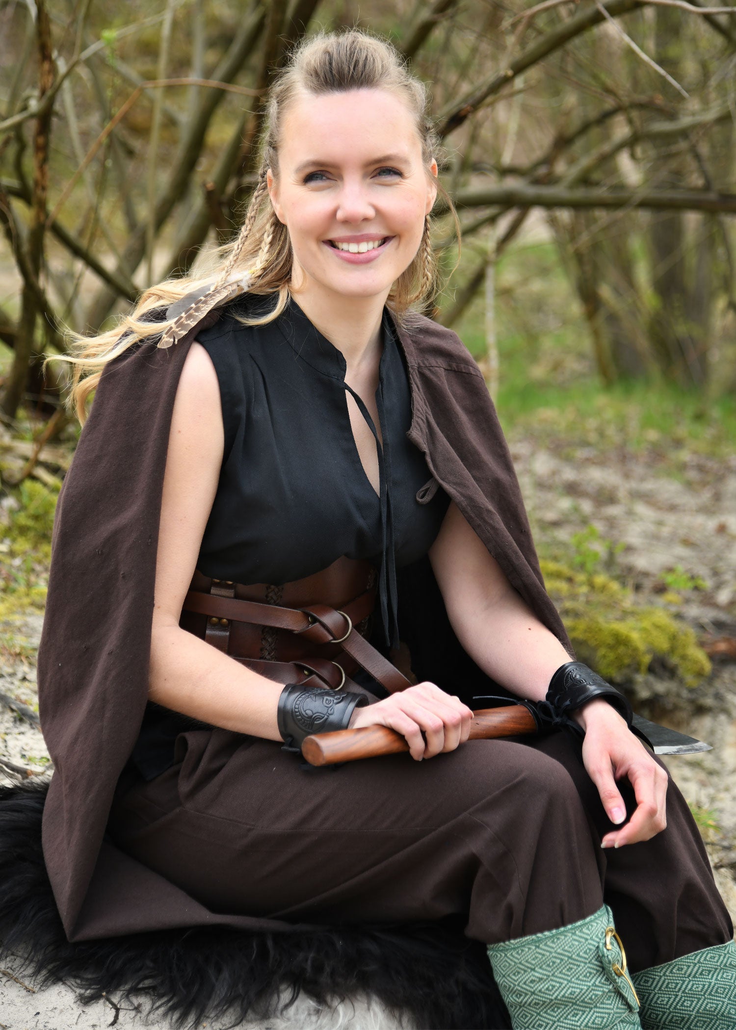 Imagen única de: Blusa Medieval Sin Mangas Levke, Negro 3