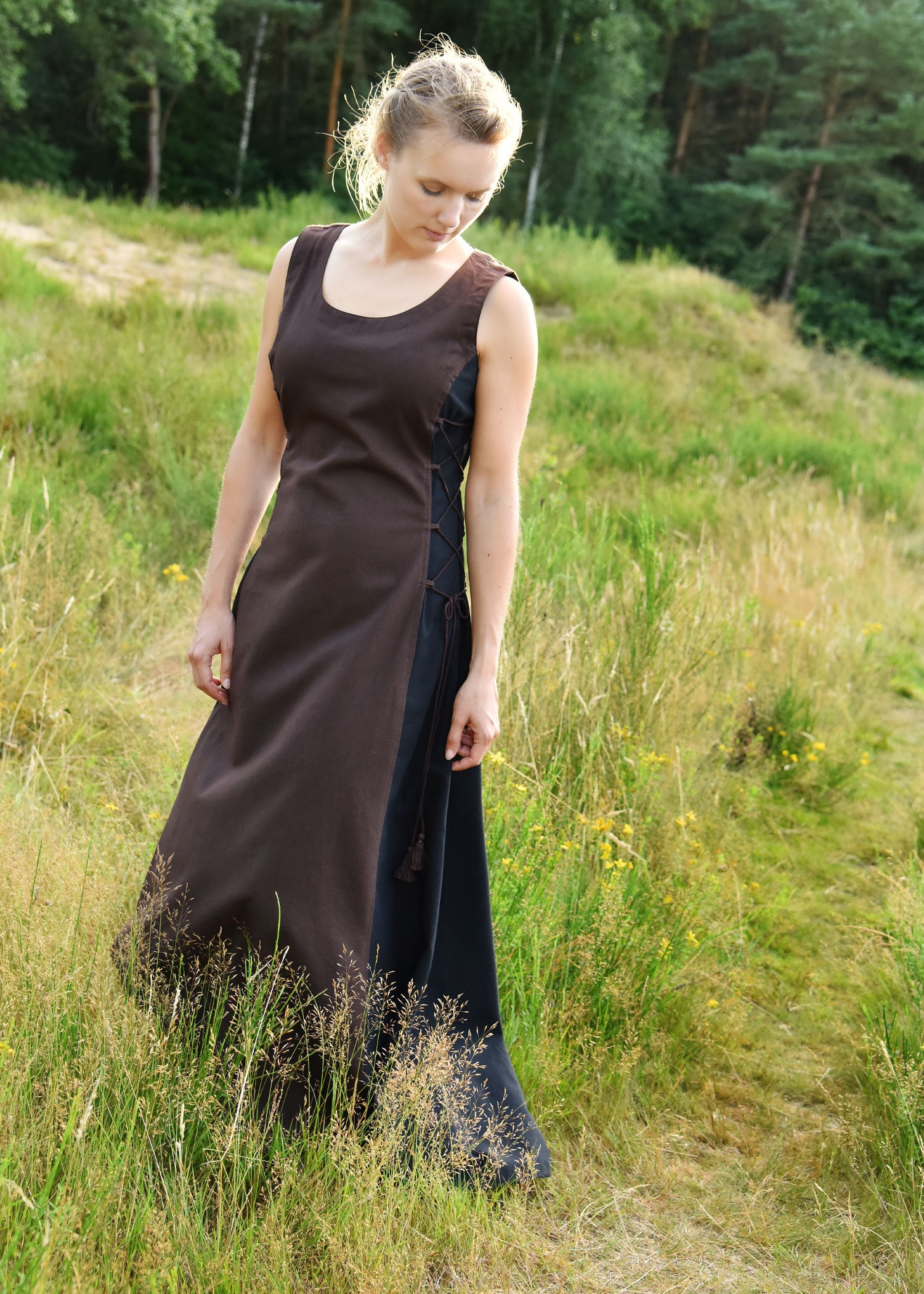 Imagen única de: Vestido Largo Sin Mangas Jarle, Vestido De Tirantes, Marrón/negro