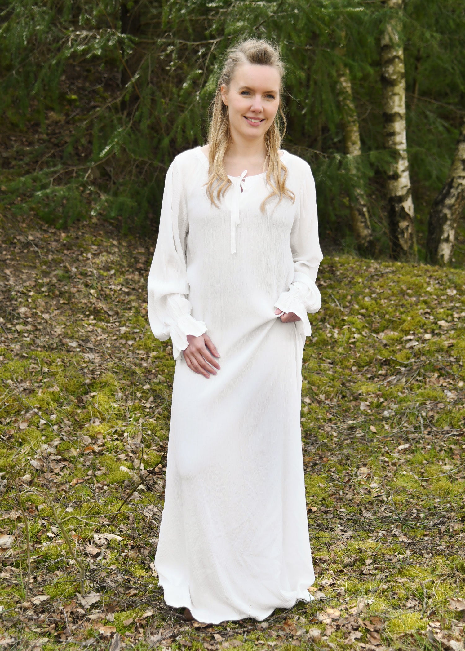 Imagen única de: Camisón Medieval Ligero Con Efecto Arrugado, Blanco