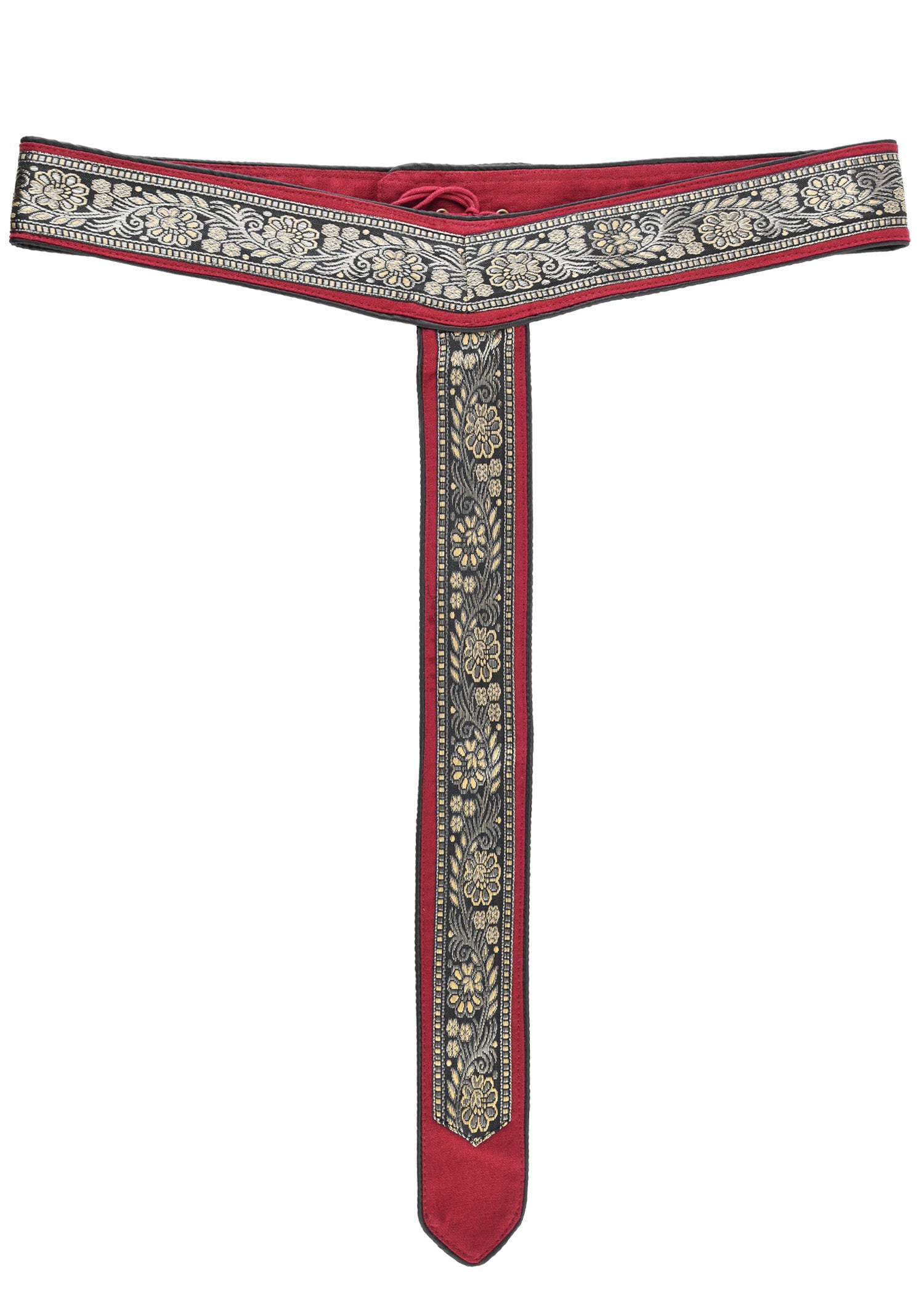 Imagen única de: Cinturón Medieval, Cinturón De Tela En Y Con Borde, Rojo