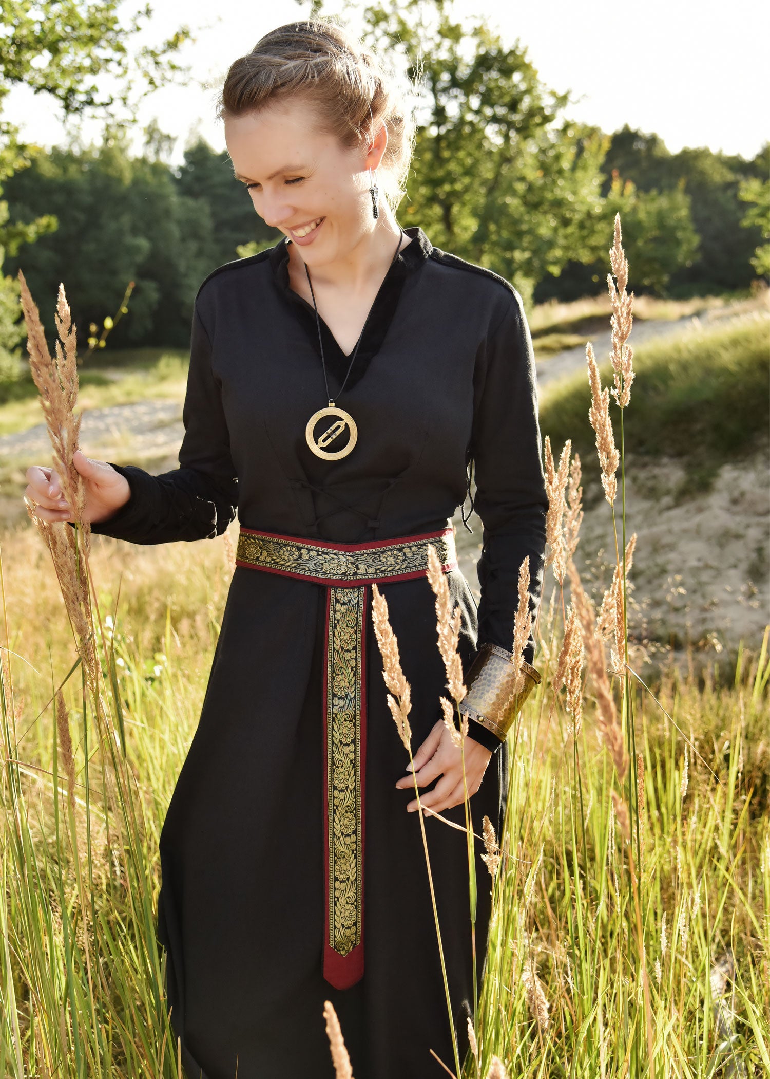 Imagen única de: Cinturón Medieval, Cinturón De Tela En Y Con Borde, Rojo