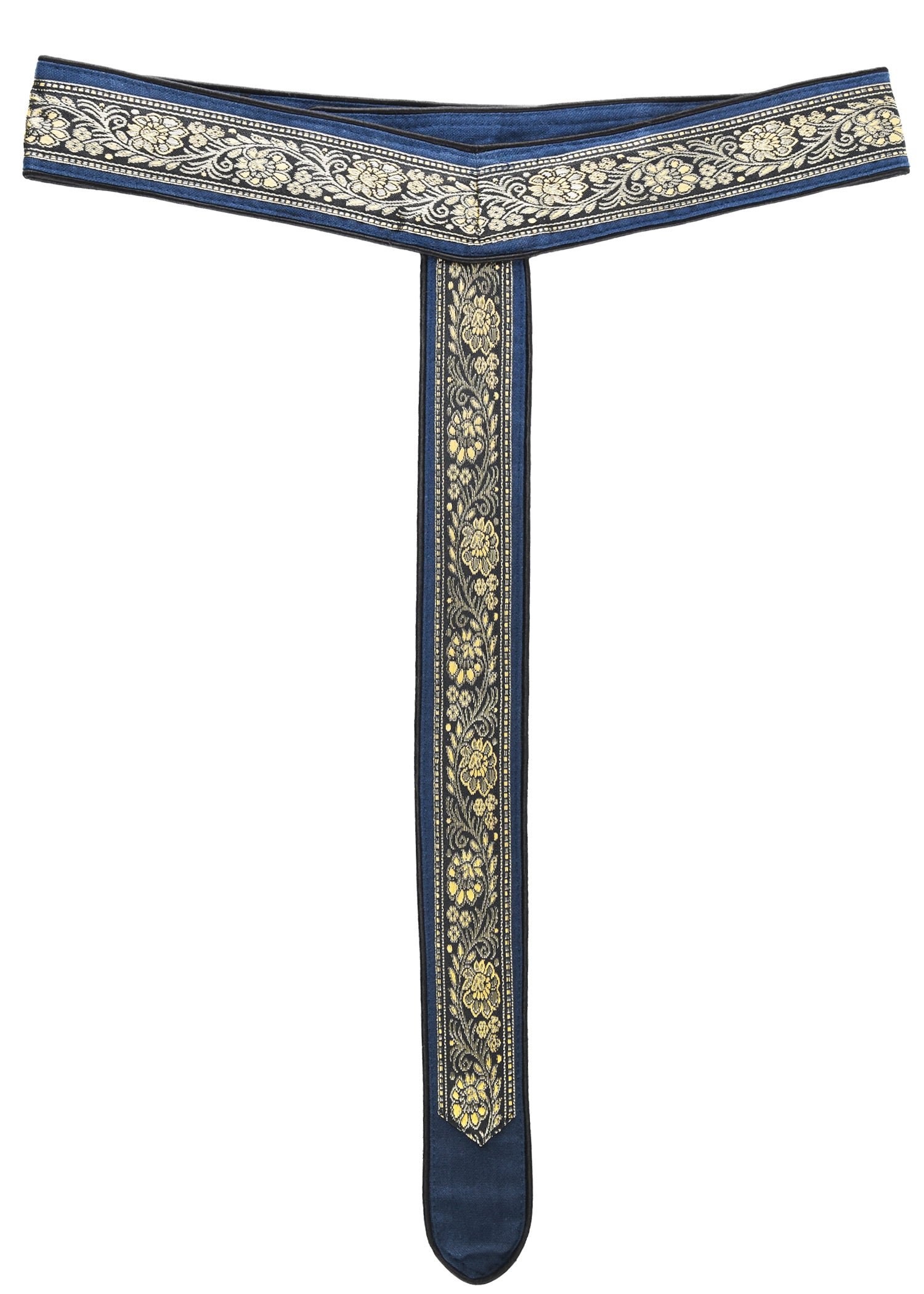 Imagen única de: Cinturón Medieval, Cinturón De Tela En Y Con Borde, Azul