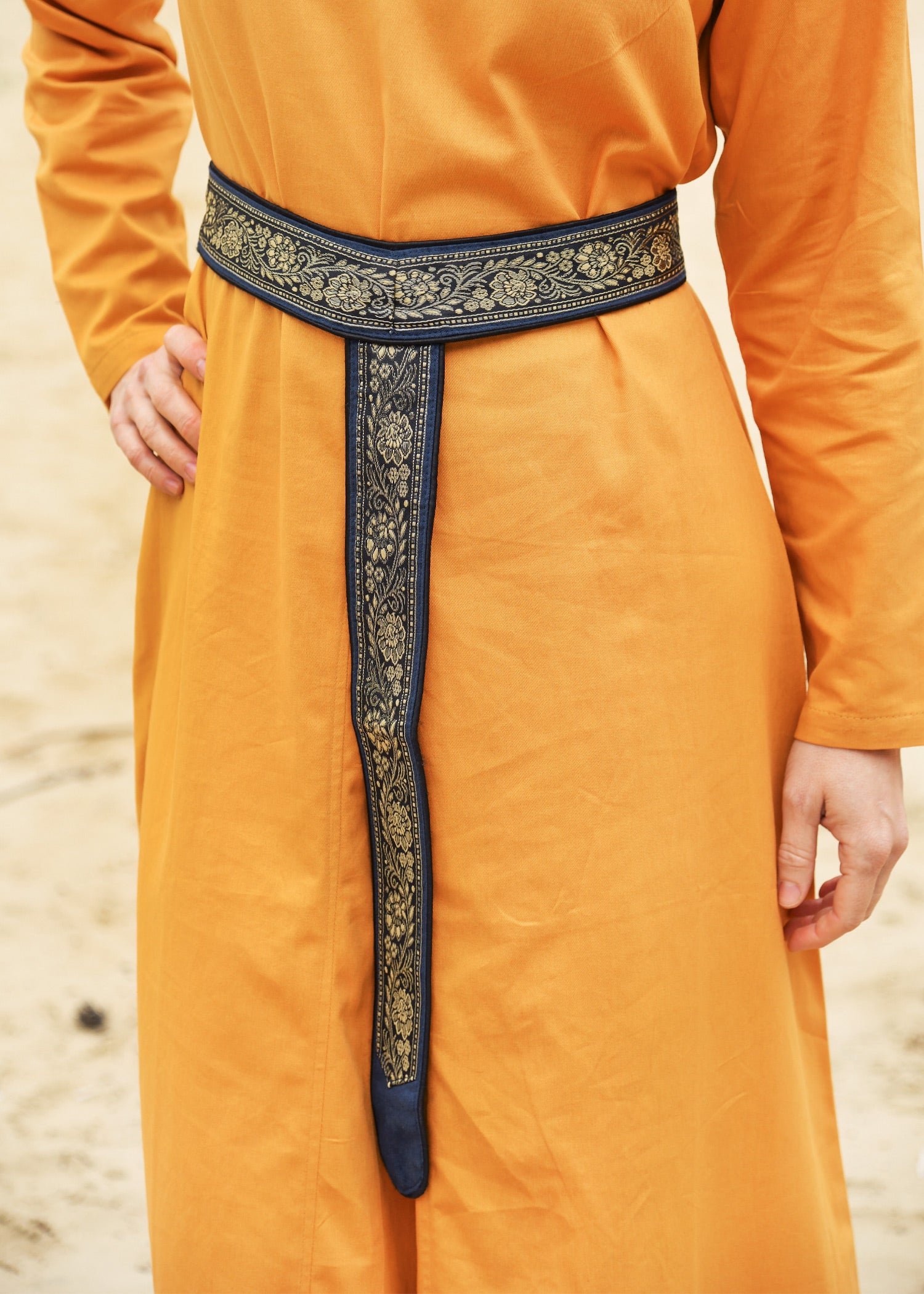 Imagen única de: Cinturón Medieval, Cinturón De Tela En Y Con Borde, Azul