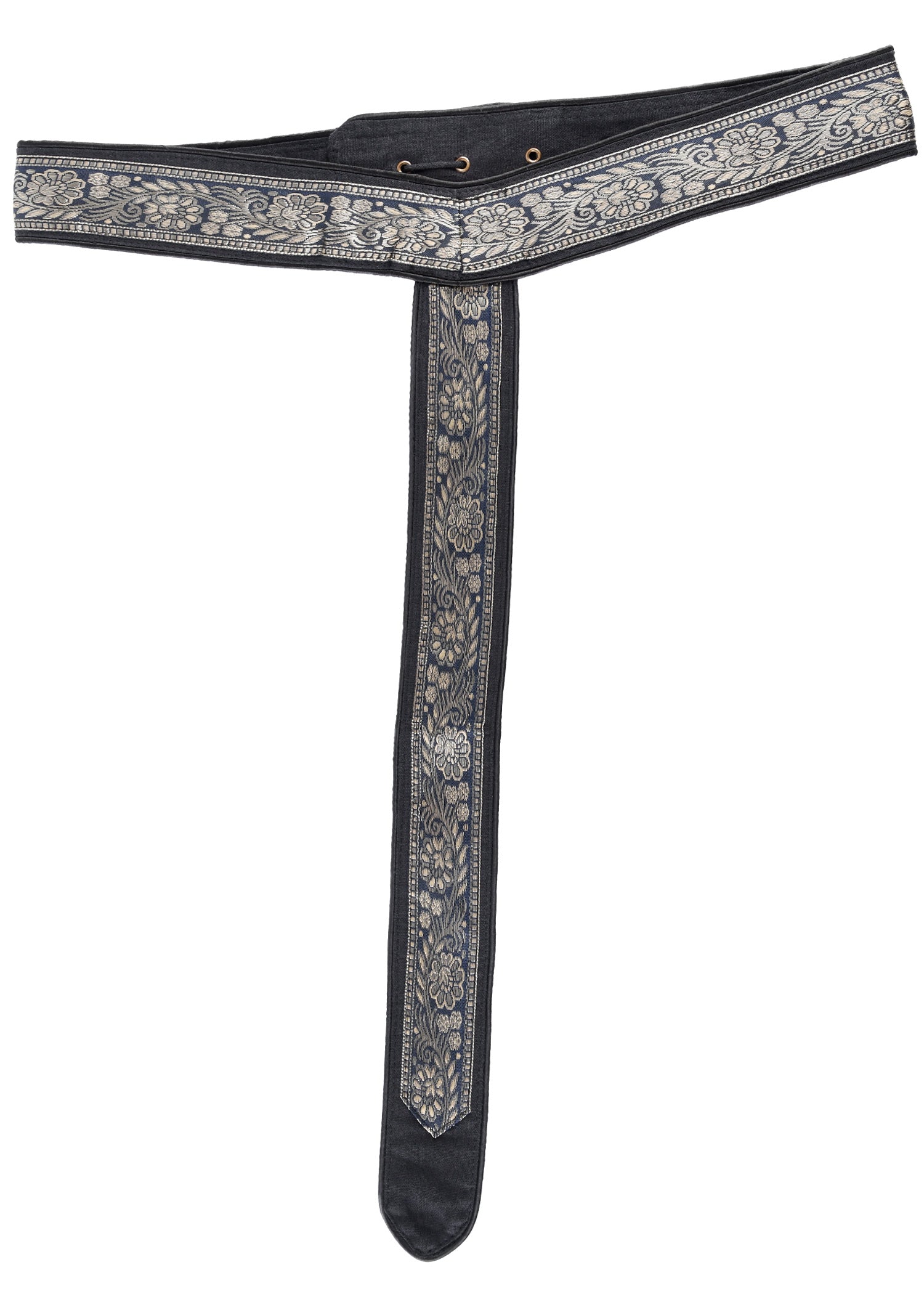 Imagen única de: Cinturón Medieval, Cinturón De Tela En Y Con Borde, Negro