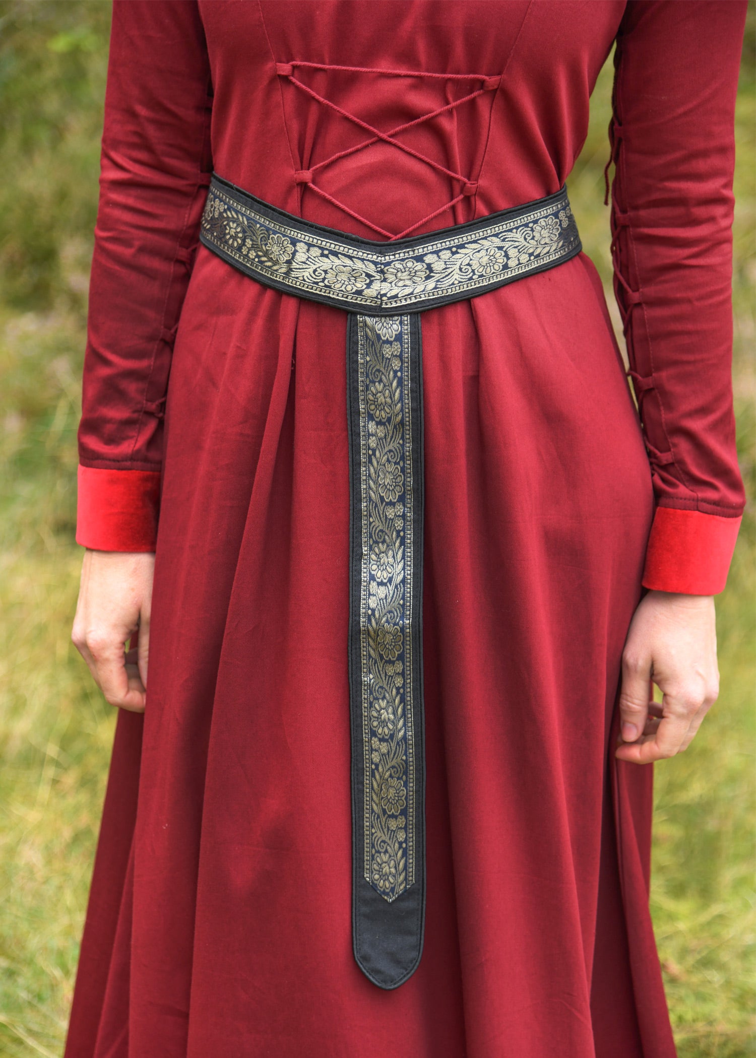 Imagen única de: Cinturón Medieval, Cinturón De Tela En Y Con Borde, Negro