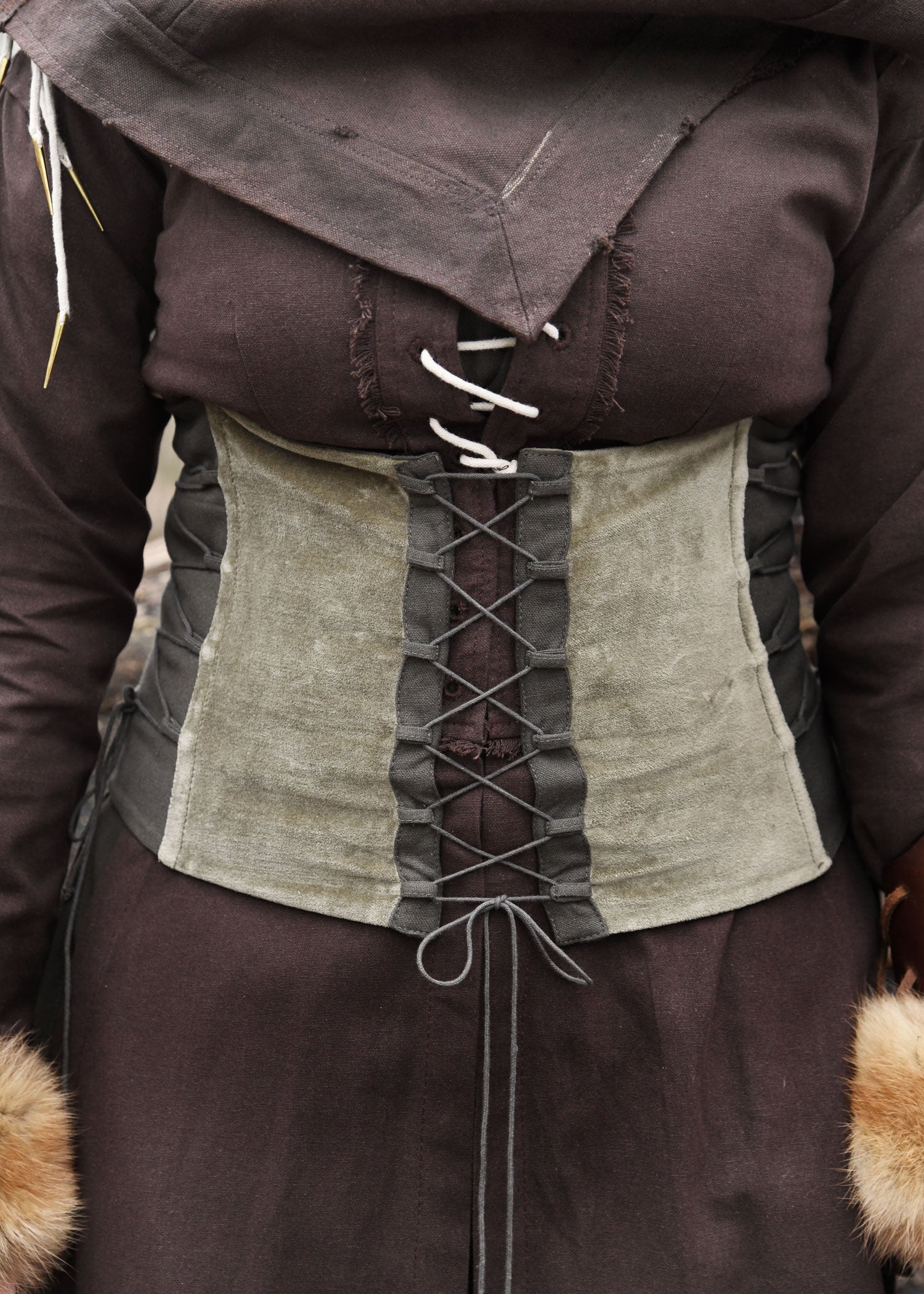 Imagen única de: Corsé Medieval Anik De Terciopelo, Verde