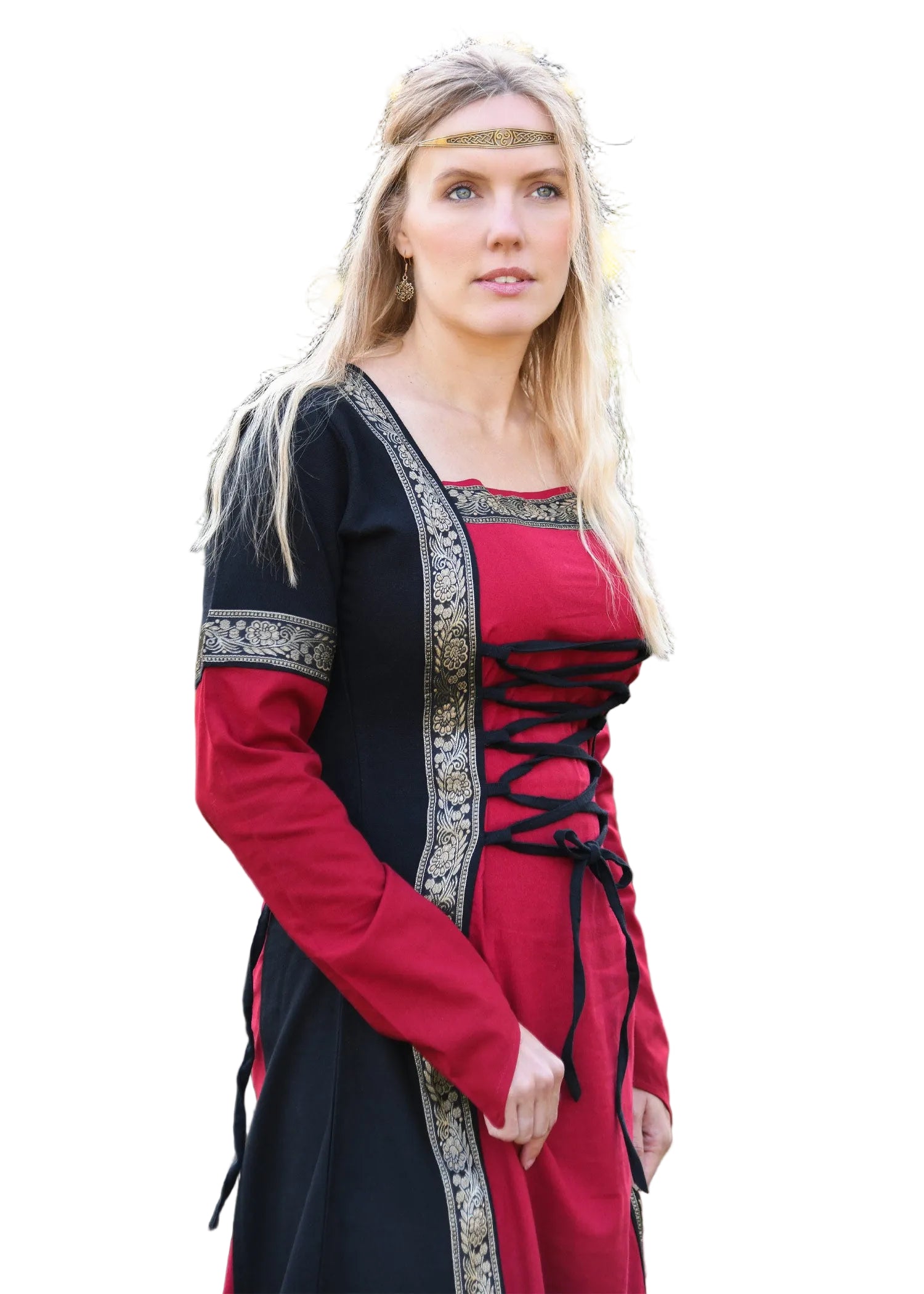 Imagen única de: Vestido Medieval Eleanor, Rojo/negro