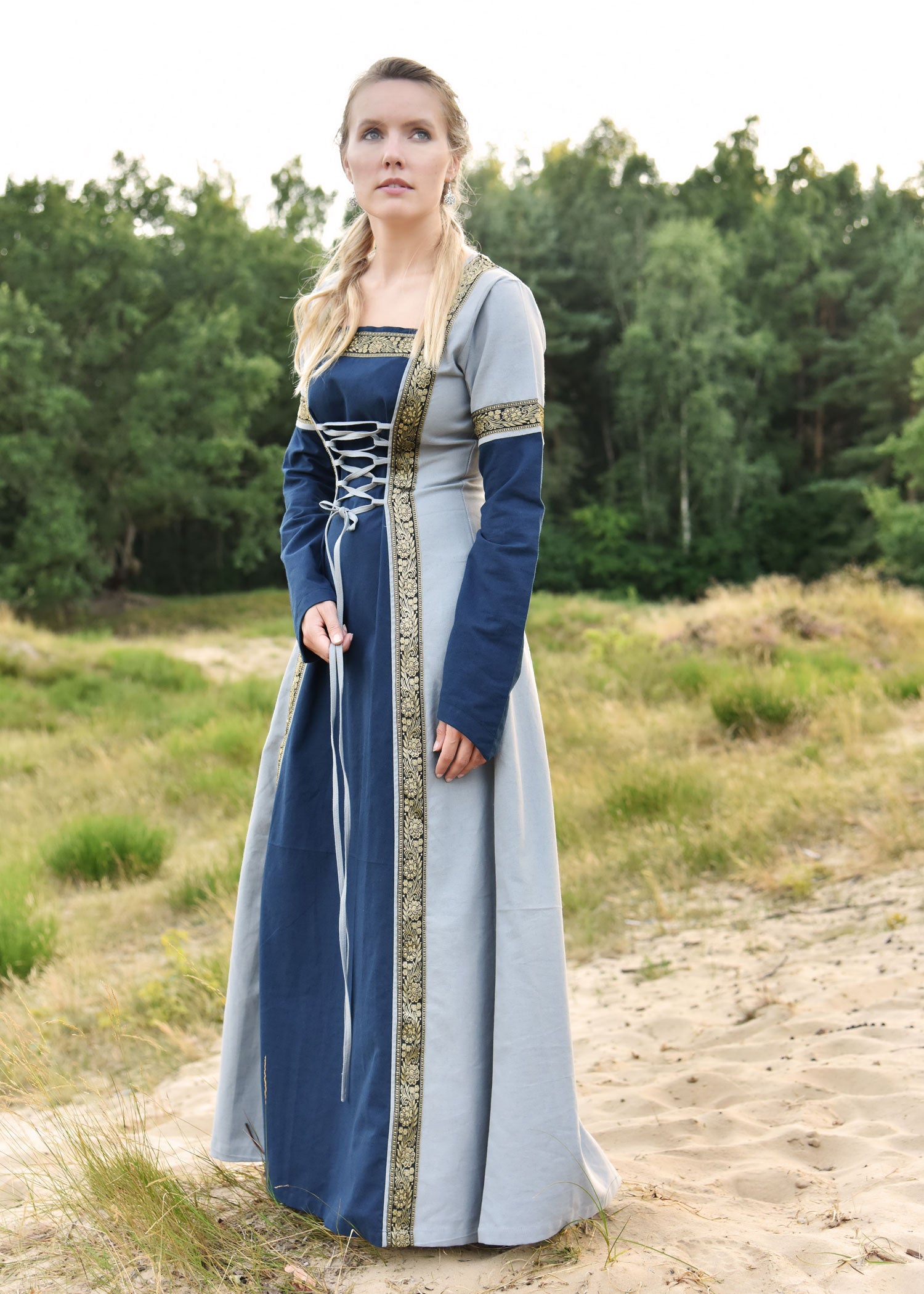Imagen única de: Vestido Medieval Eleanor, Azul/azul-gris