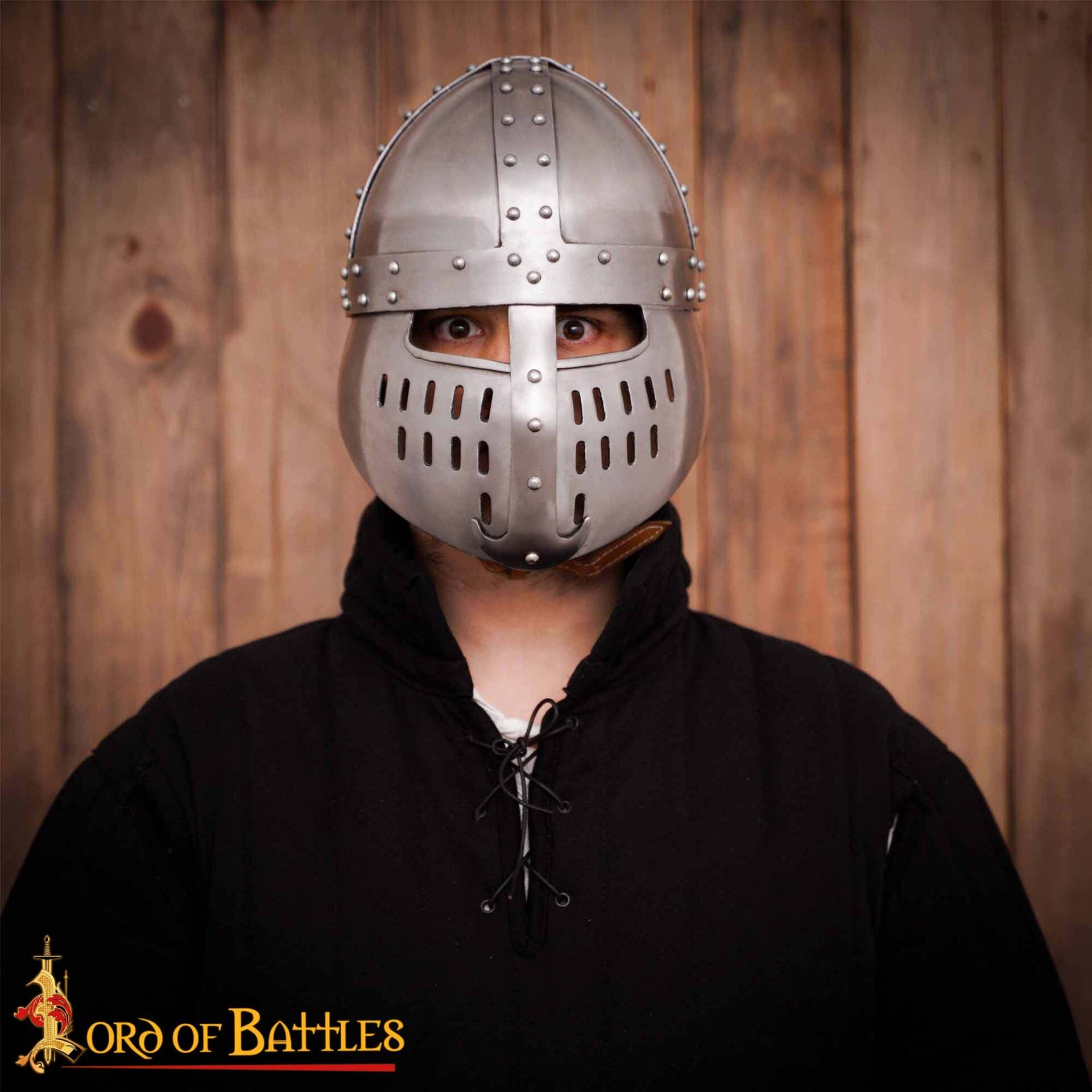 Imagen única de: Casco Normando Spangenhelm del Siglo Xii-xiii con Protector Facial - Armadura Medieval de Acero Dulce de Calibre 16