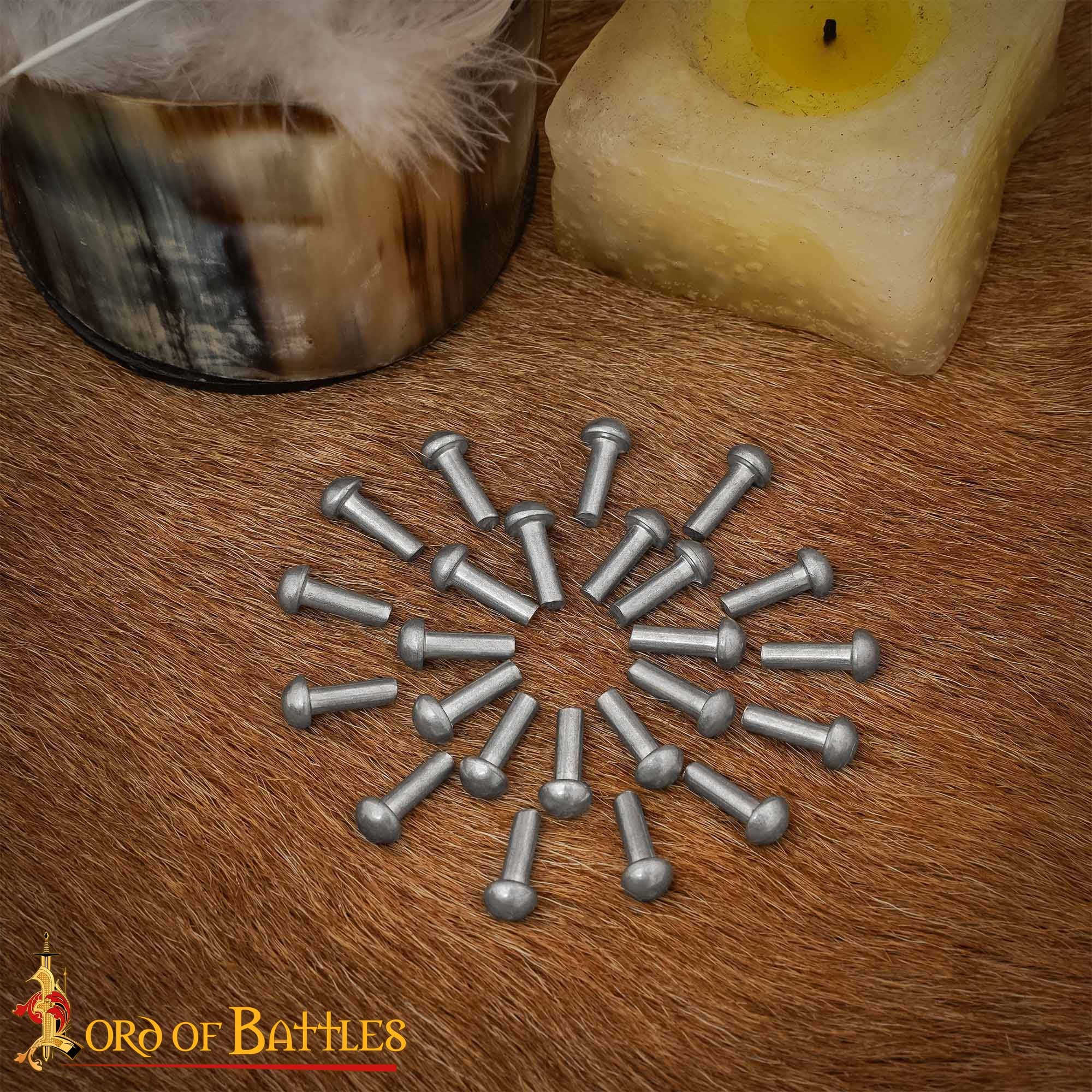 Imagen única de: Remaches de Cabeza de Seta - Juego de 25 Remaches de Cúpula para Armaduras y Marroquinería - 16 Mm de Longitud Total