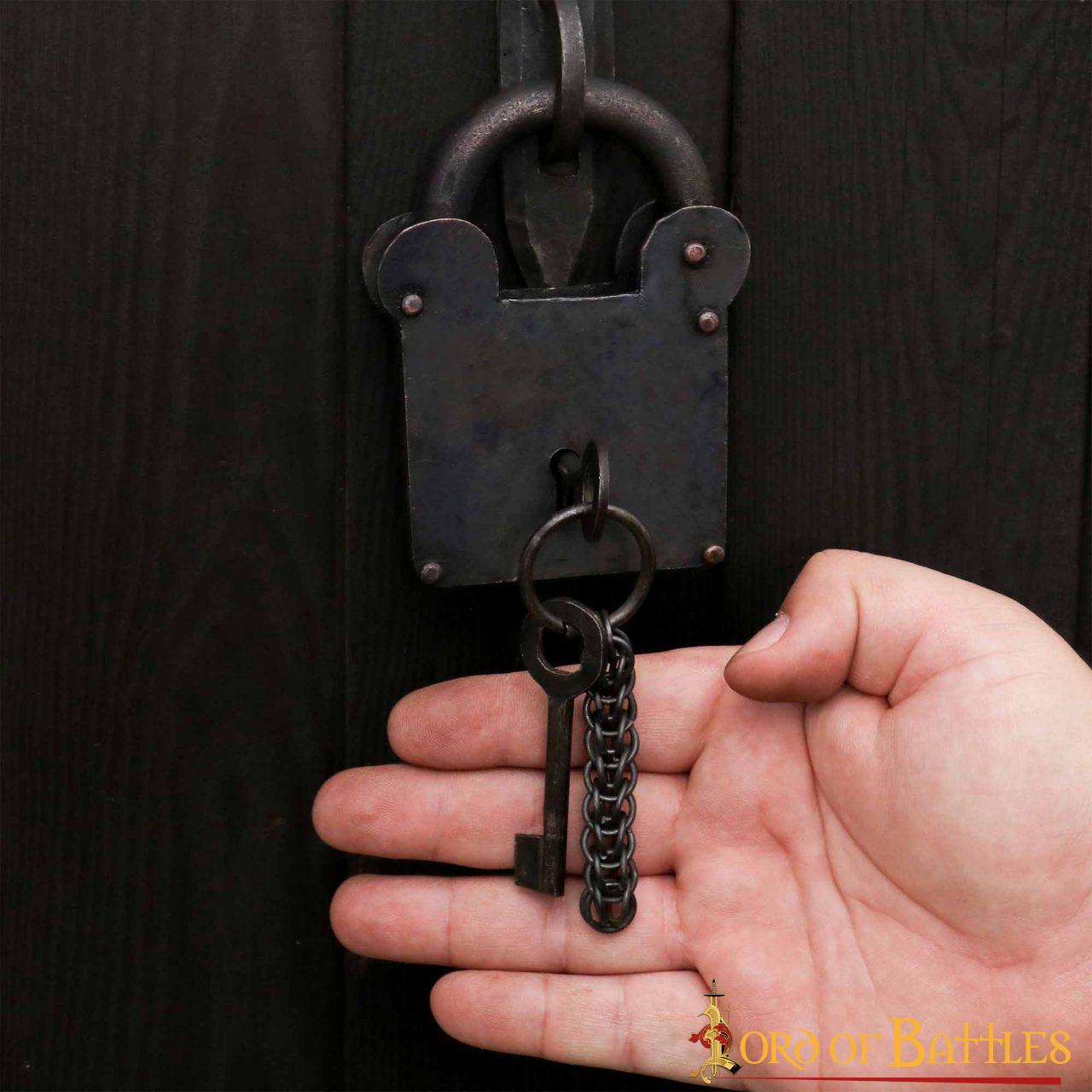 Imagen única de: Tesorero Candado de Hierro con Llavero de Cota de Malla y Llaves Emparejadas