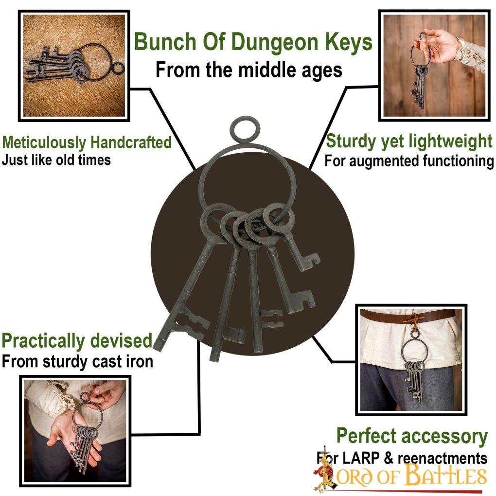 Imagen única de: Juego de 5 Llaves Decorativas de Mazmorra Medieval de Hierro Fundido Resistente