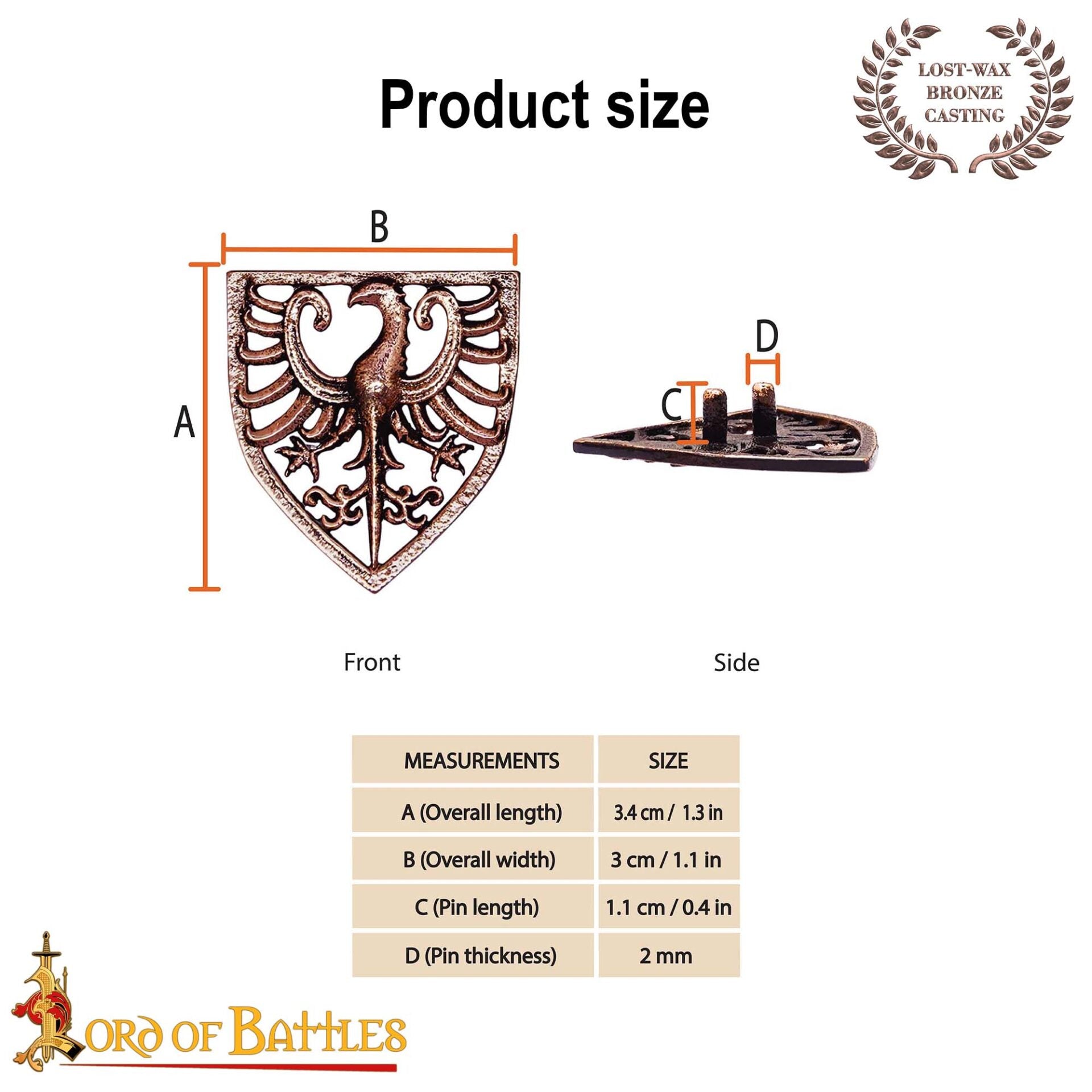 Imagen única de: Juego de 3 Monturas de Águila Heráldica de Bronce del Siglo Xiii | Acentos Medievales Fundidos a la Cera Perdida