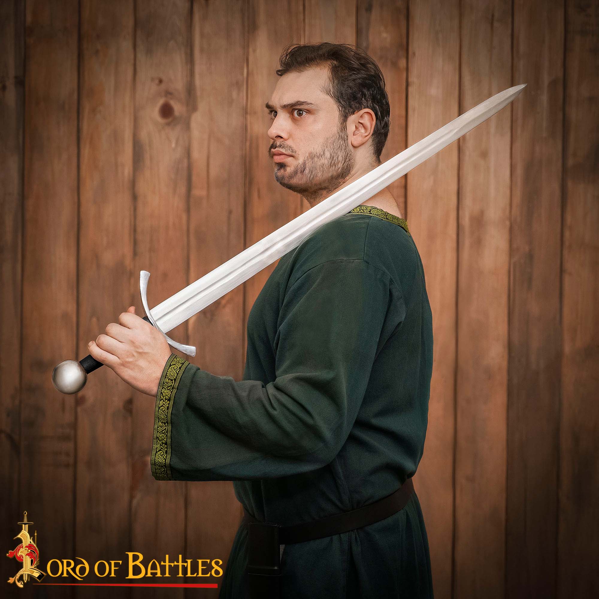 Imagen única de: Espada de Guerra Medieval de Arquero Forjada a Mano Tradicionalmente - Hoja de Acero Decorativa Pulida con Vaina