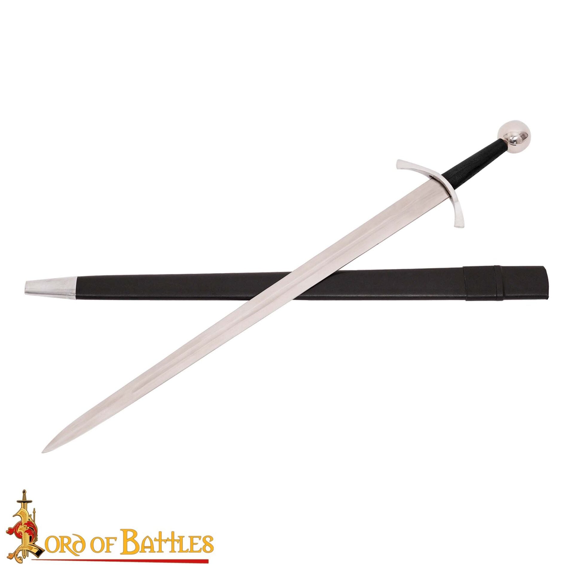 Imagen única de: Espada de Guerra Medieval de Arquero Forjada a Mano Tradicionalmente - Hoja de Acero Decorativa Pulida con Vaina