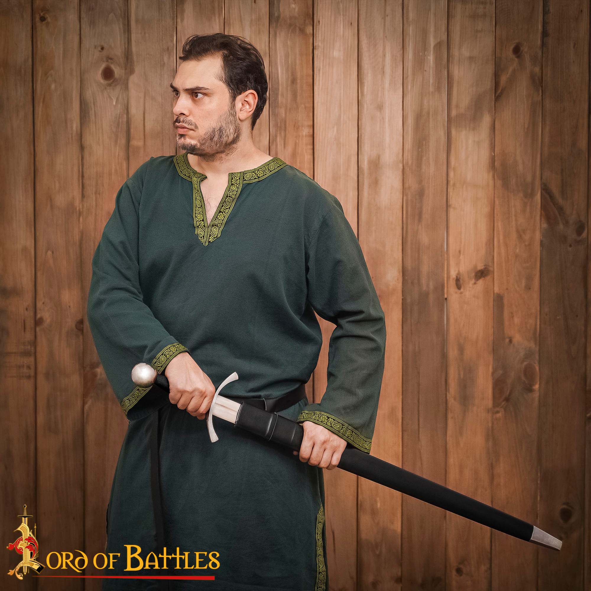 Imagen única de: Espada de Guerra Medieval de Arquero Forjada a Mano Tradicionalmente - Hoja de Acero Decorativa Pulida con Vaina