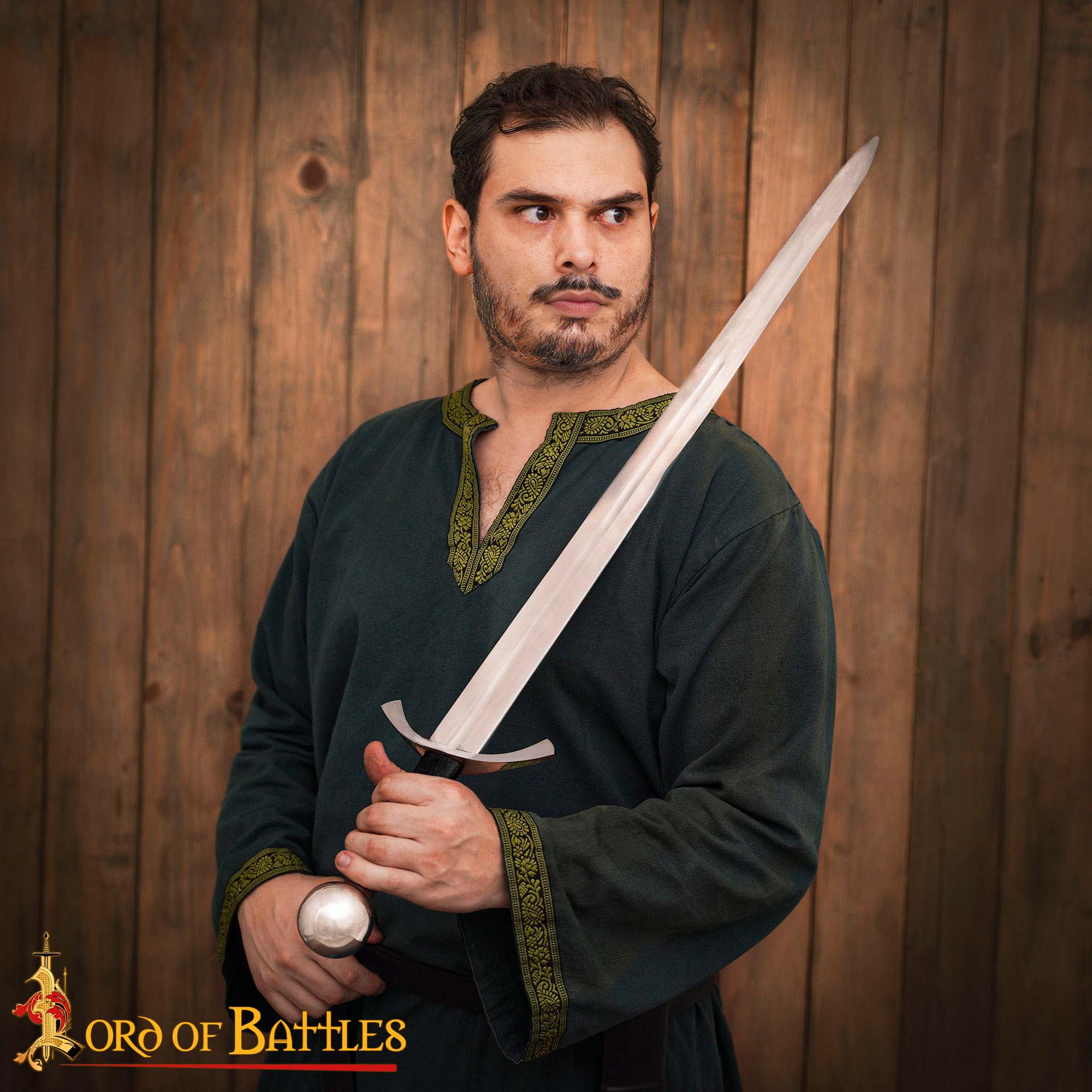 Imagen única de: Espada de Guerra Medieval de Arquero Forjada a Mano Tradicionalmente - Hoja de Acero Decorativa Pulida con Vaina