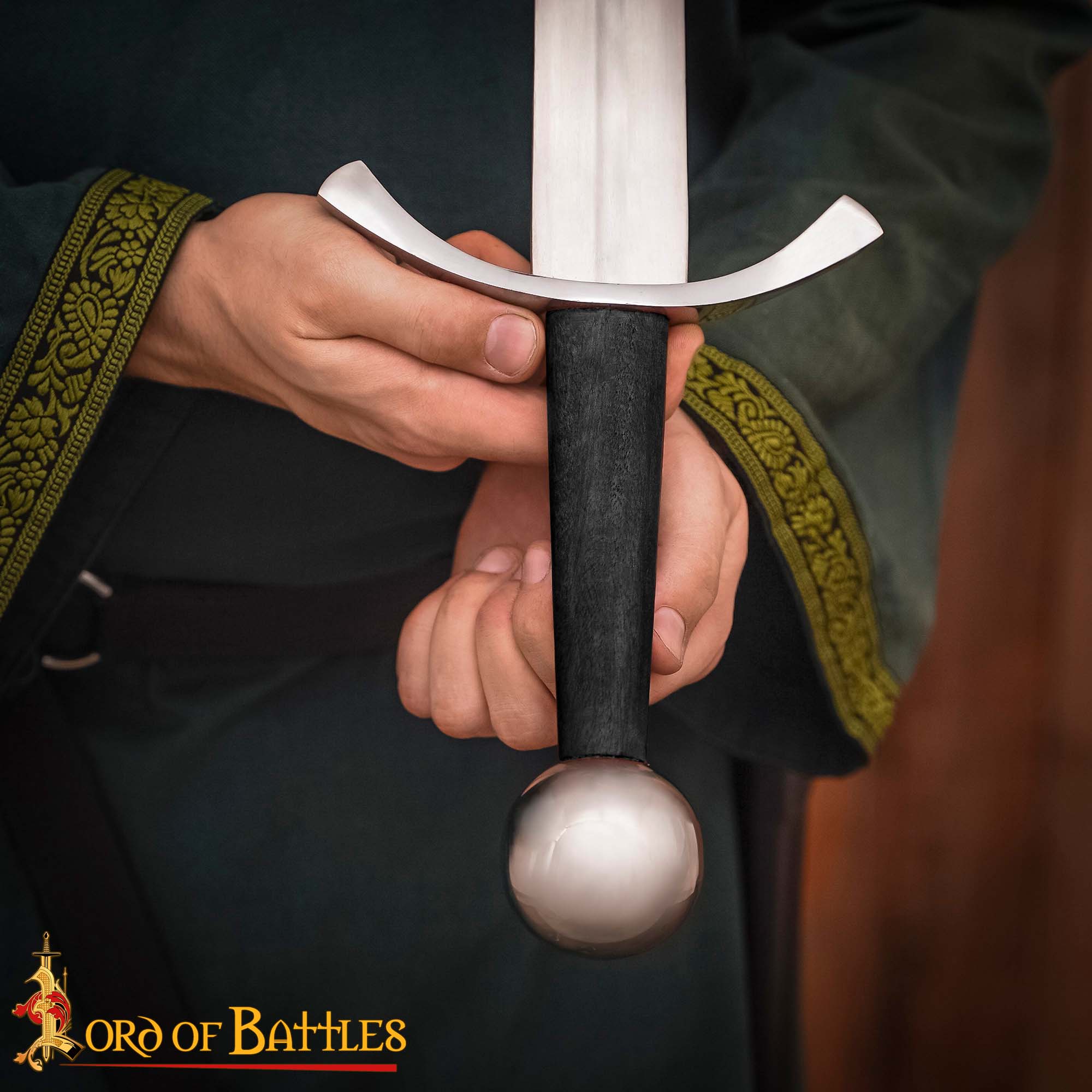 Imagen única de: Espada de Guerra Medieval de Arquero Forjada a Mano Tradicionalmente - Hoja de Acero Decorativa Pulida con Vaina