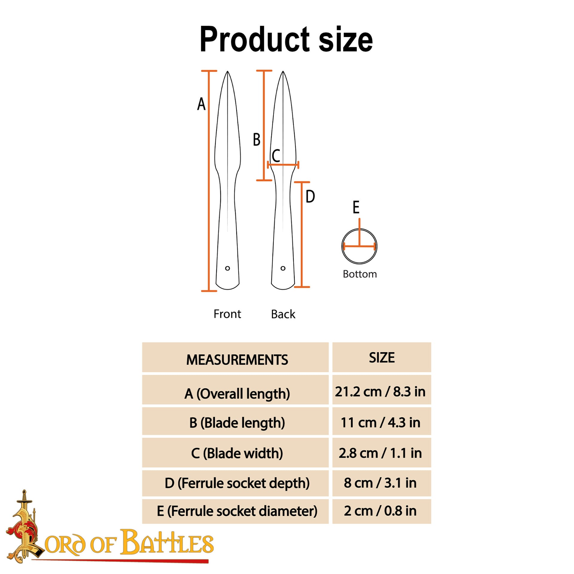 Imagen única de: Punta de Lanza Vikinga Medieval - Acero Al Carbono Forjado a Mano - Hoja Corta con Mango Cónico