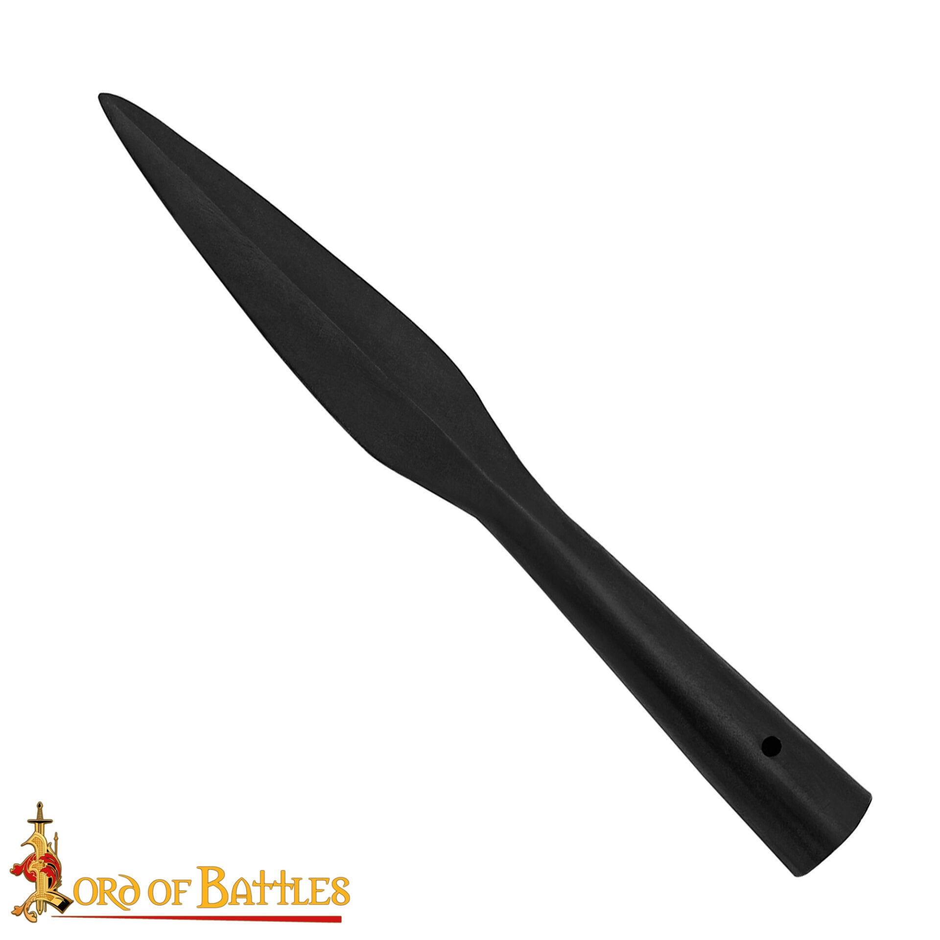 Imagen única de: Punta de Lanza Vikinga Medieval - Acero Al Carbono Forjado a Mano - Hoja Corta con Mango Cónico