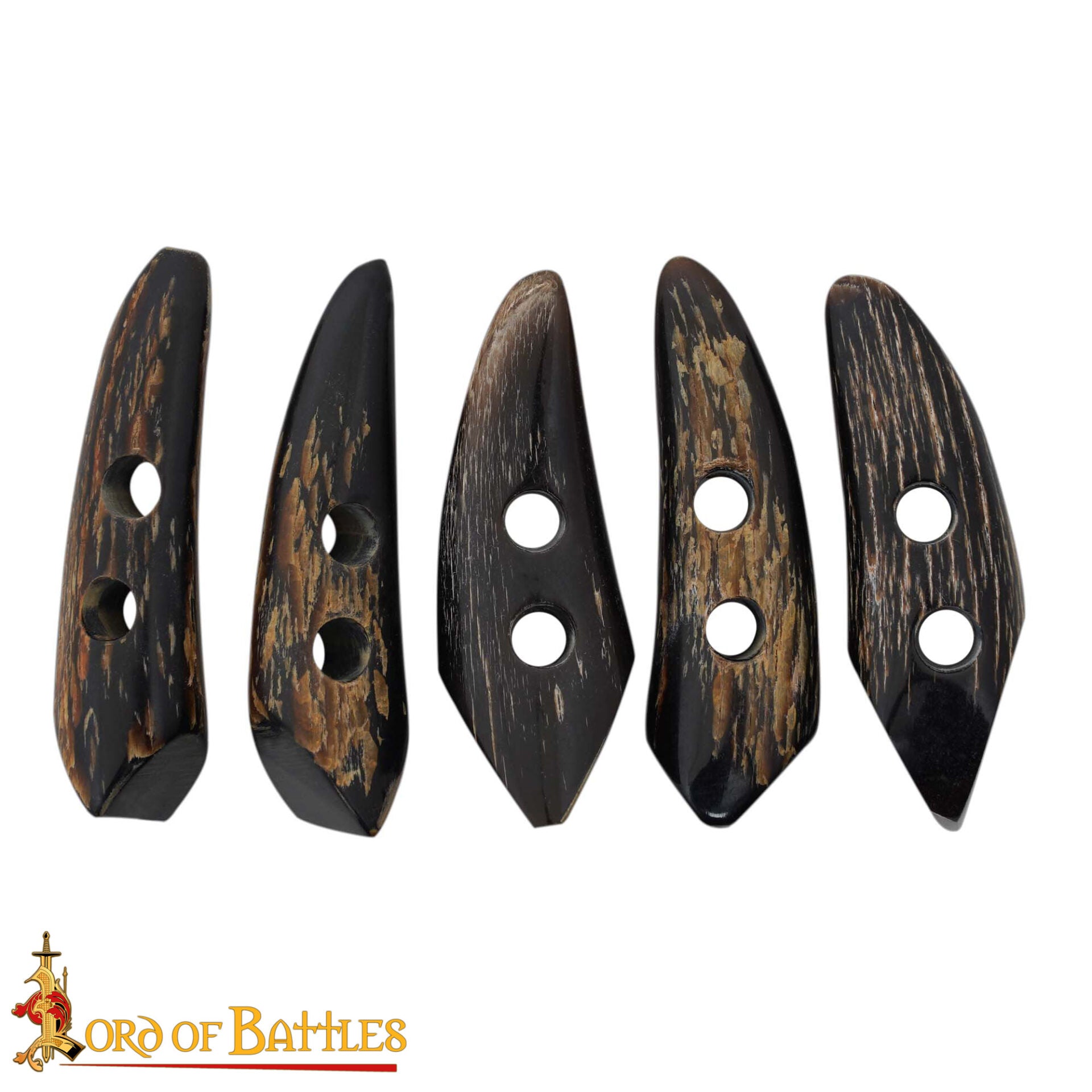 Imagen única de: Juego de Aldabas de Cuerno de Buey de Bordes Afilados - 5 Piezas - Cierres Artesanales de 2 Pulgadas con Acabado Rugoso Natural