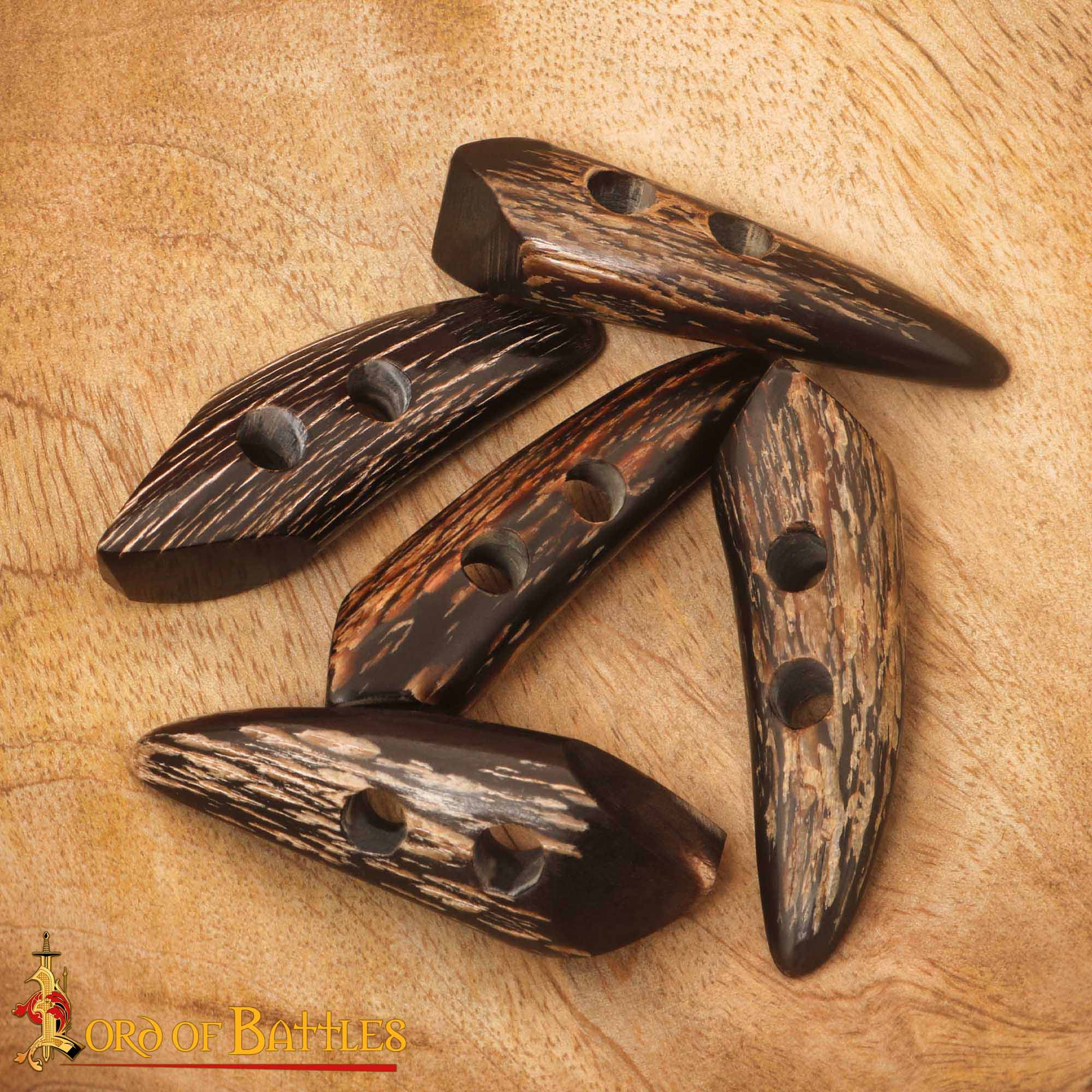 Imagen única de: Juego de Aldabas de Cuerno de Buey de Bordes Afilados - 5 Piezas - Cierres Artesanales de 2 Pulgadas con Acabado Rugoso Natural