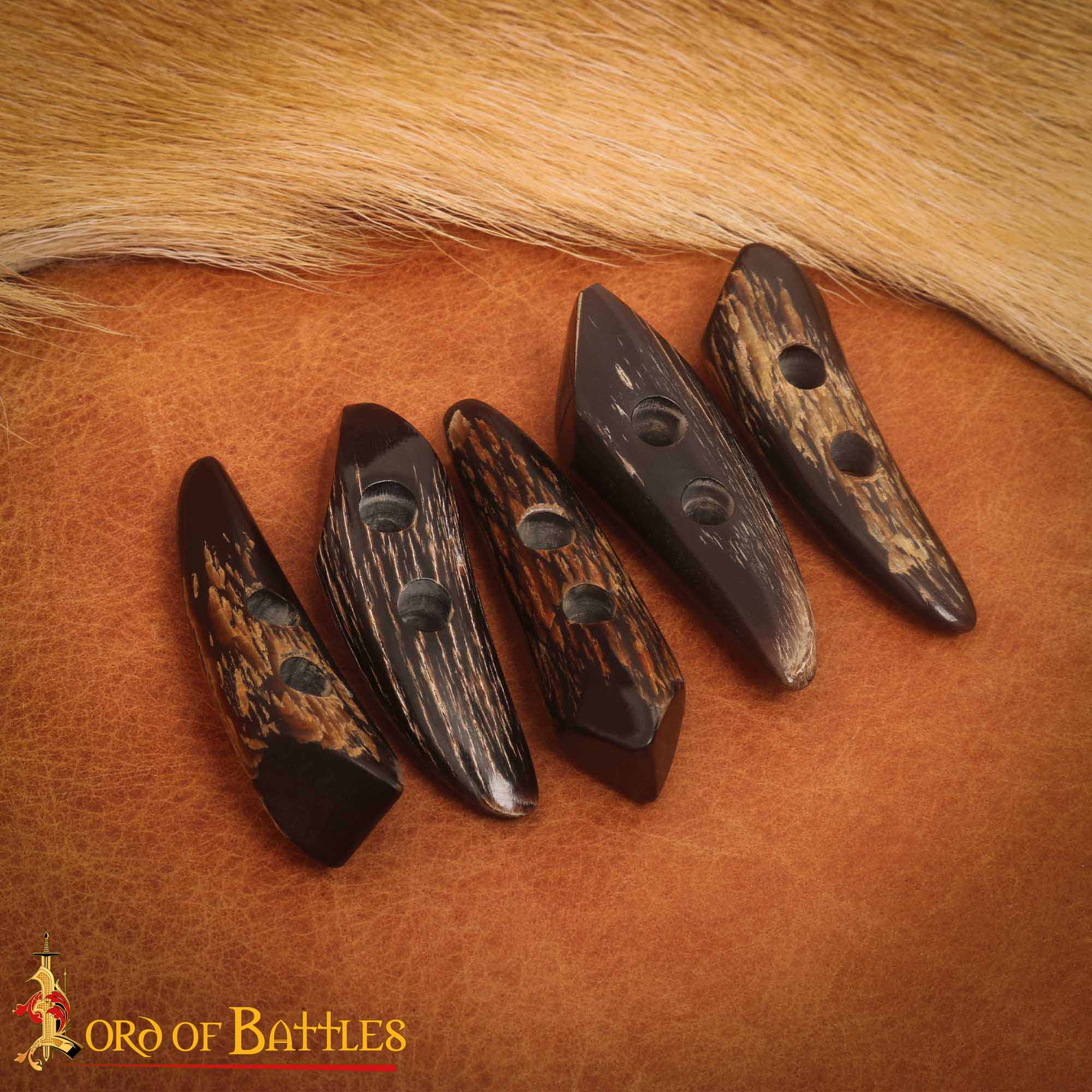 Imagen única de: Juego de Aldabas de Cuerno de Buey de Bordes Afilados - 5 Piezas - Cierres Artesanales de 2 Pulgadas con Acabado Rugoso Natural