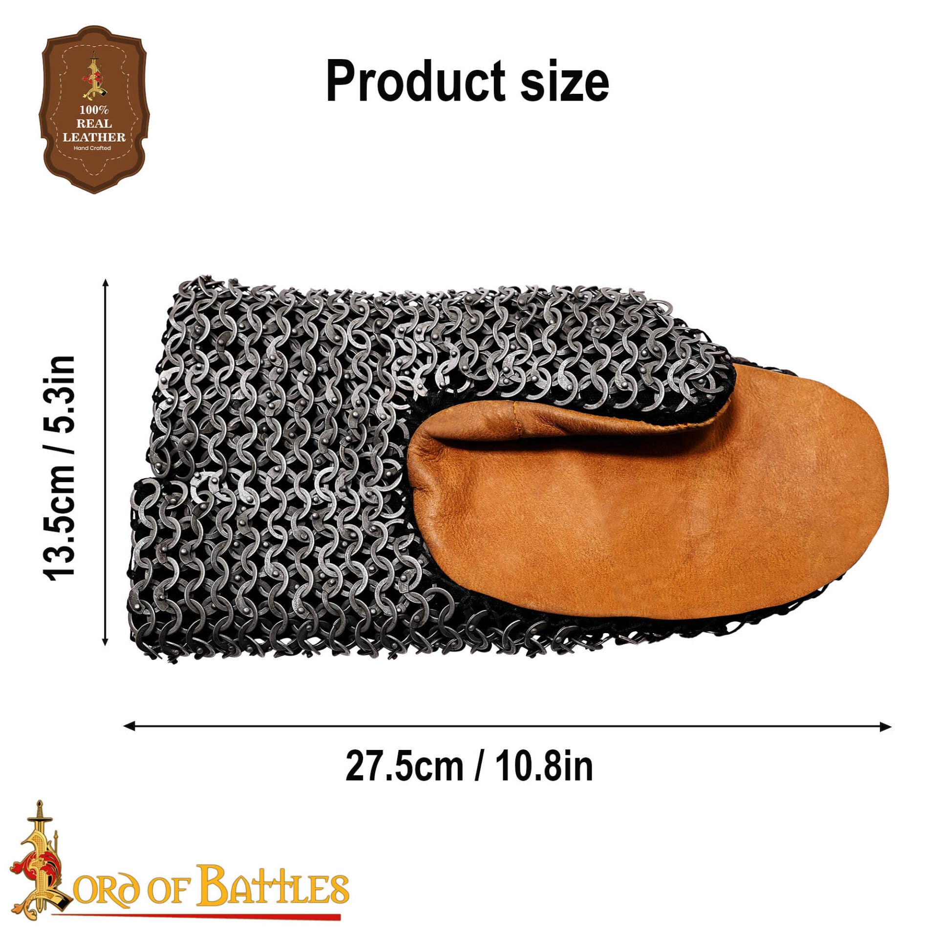 Imagen única de: Manoplas Medievales de Cota de Malla Acolchada - Acero Dulce Anillo Plano Redondo Remachado - 9mm 17 Gauge