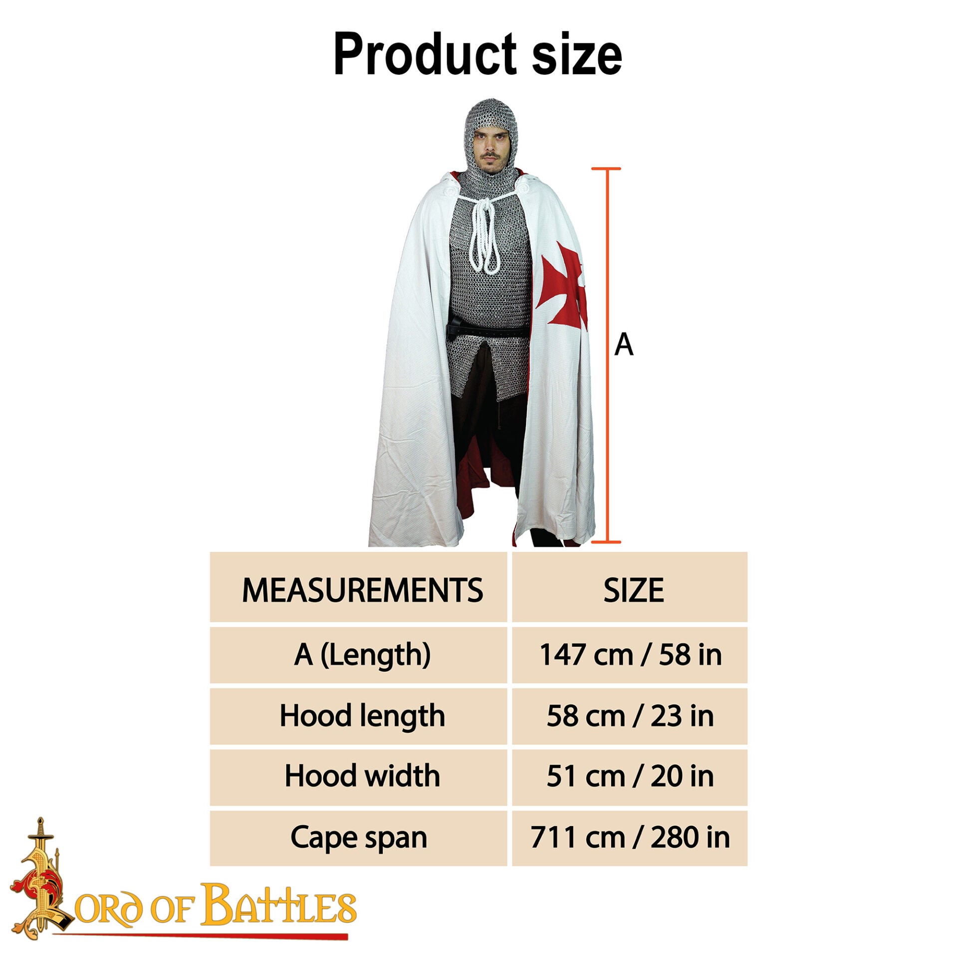 Imagen única de: Capa Cruzada Medieval con Capucha - Algodón Crudo | Tela de Lienzo