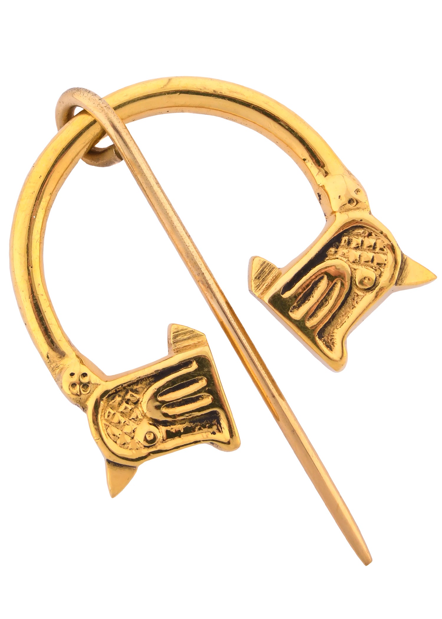 Imagen única de: Broche Anillo Vikingo Con Cabezas De Dragón, Latón