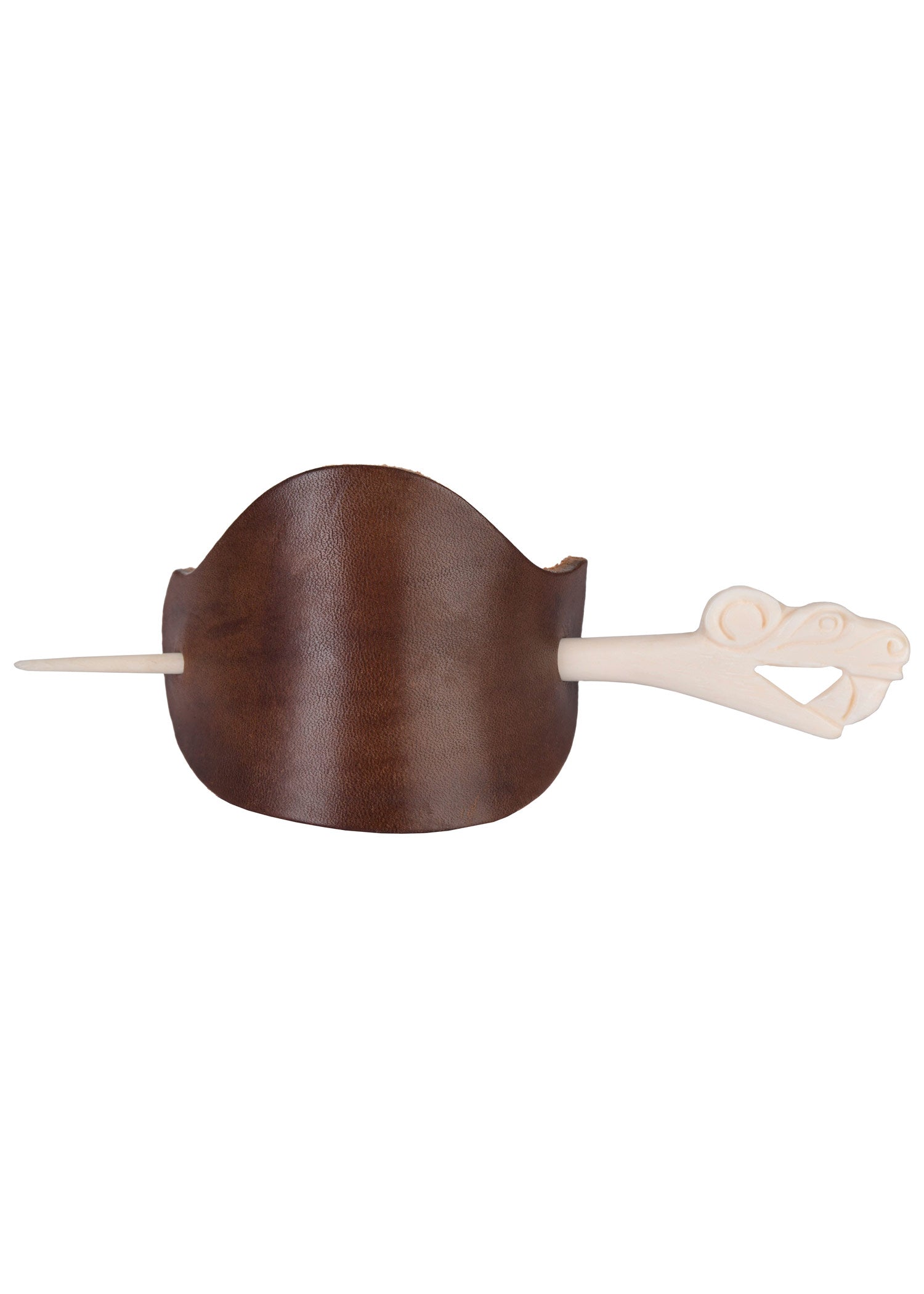 Imagen única de: Pasador De Pelo Vikingo Grande De Cuero Con Pasador De Hueso