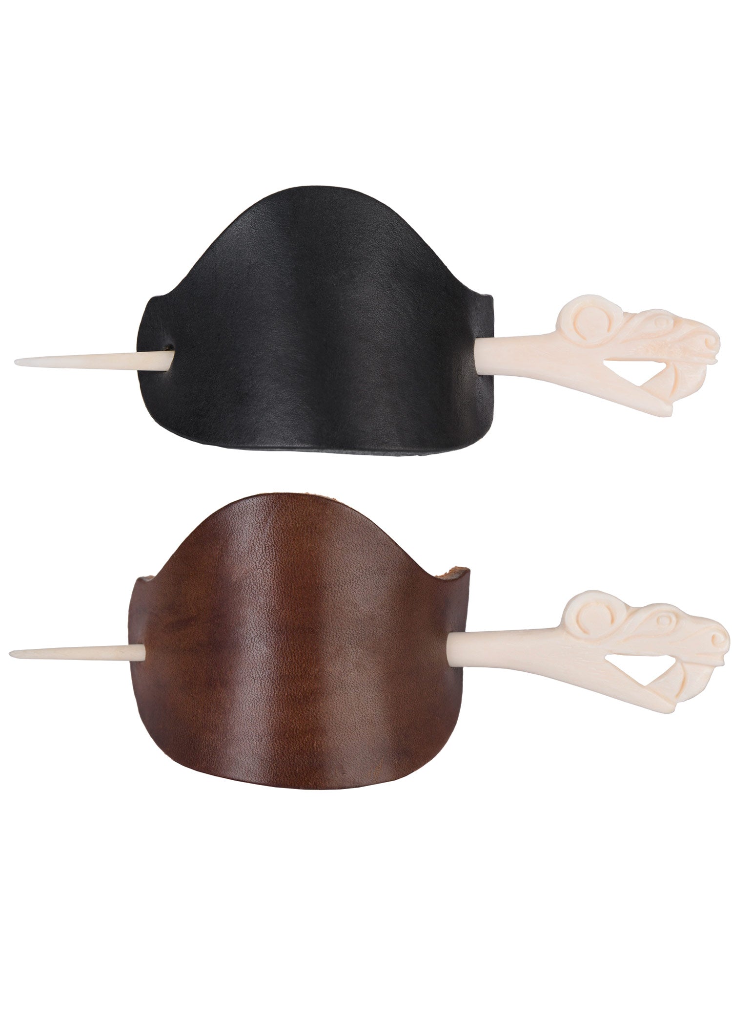 Imagen única de: Pasador De Pelo Vikingo Grande De Cuero Con Pasador De Hueso