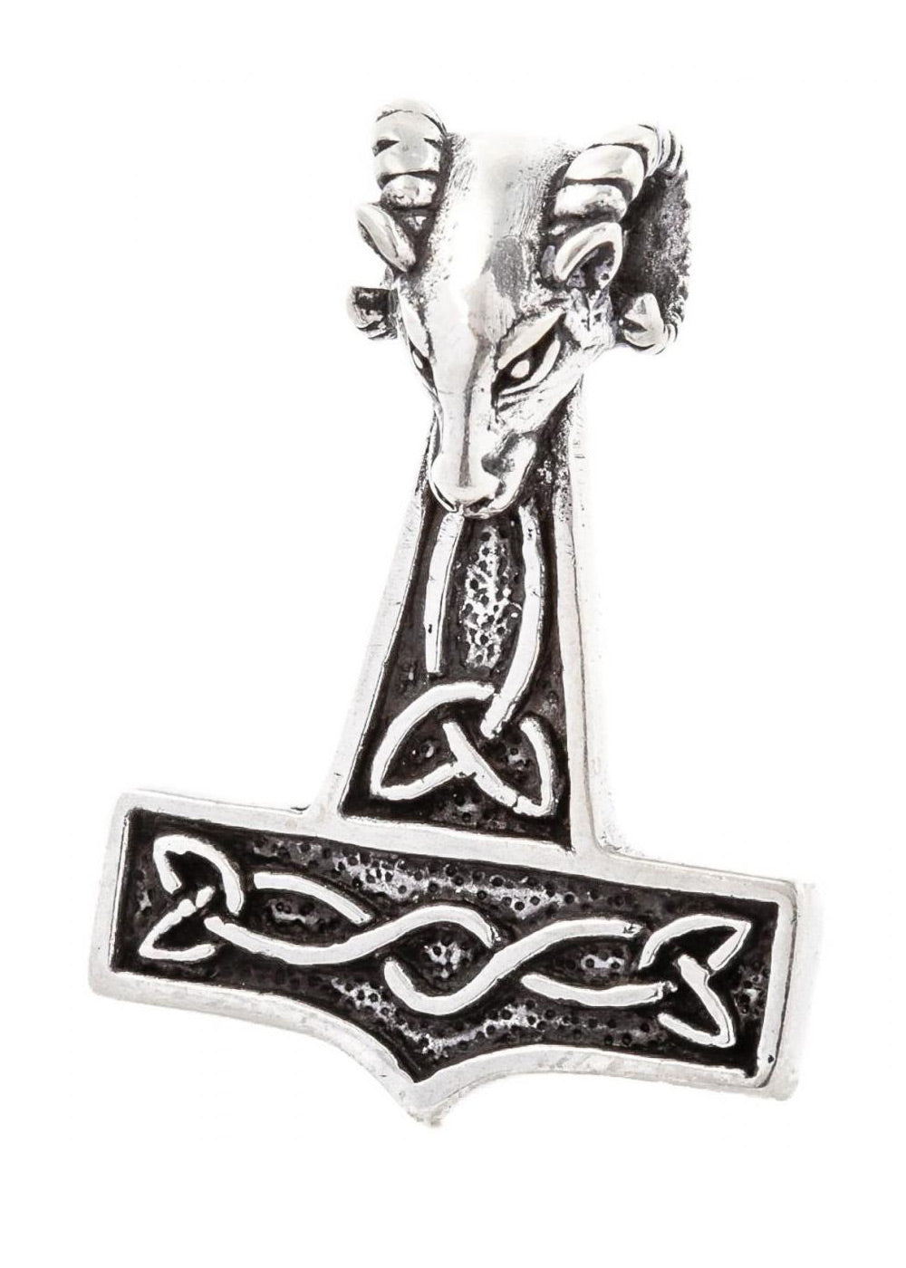 Imagen única de: Martillo De Thor Grande Con Cabeza De Carnero, Plateado