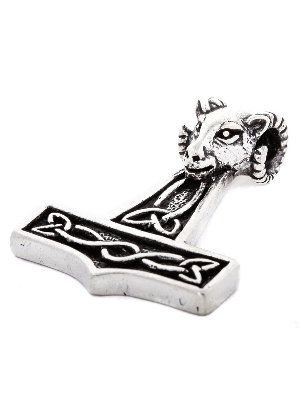 Imagen única de: Martillo De Thor Grande Con Cabeza De Carnero, Plateado