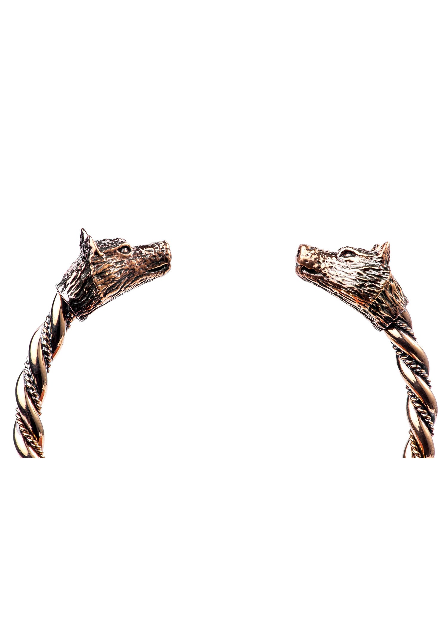 Imagen única de: Pulsera Vikinga Con Lobos De Bronce, Grande