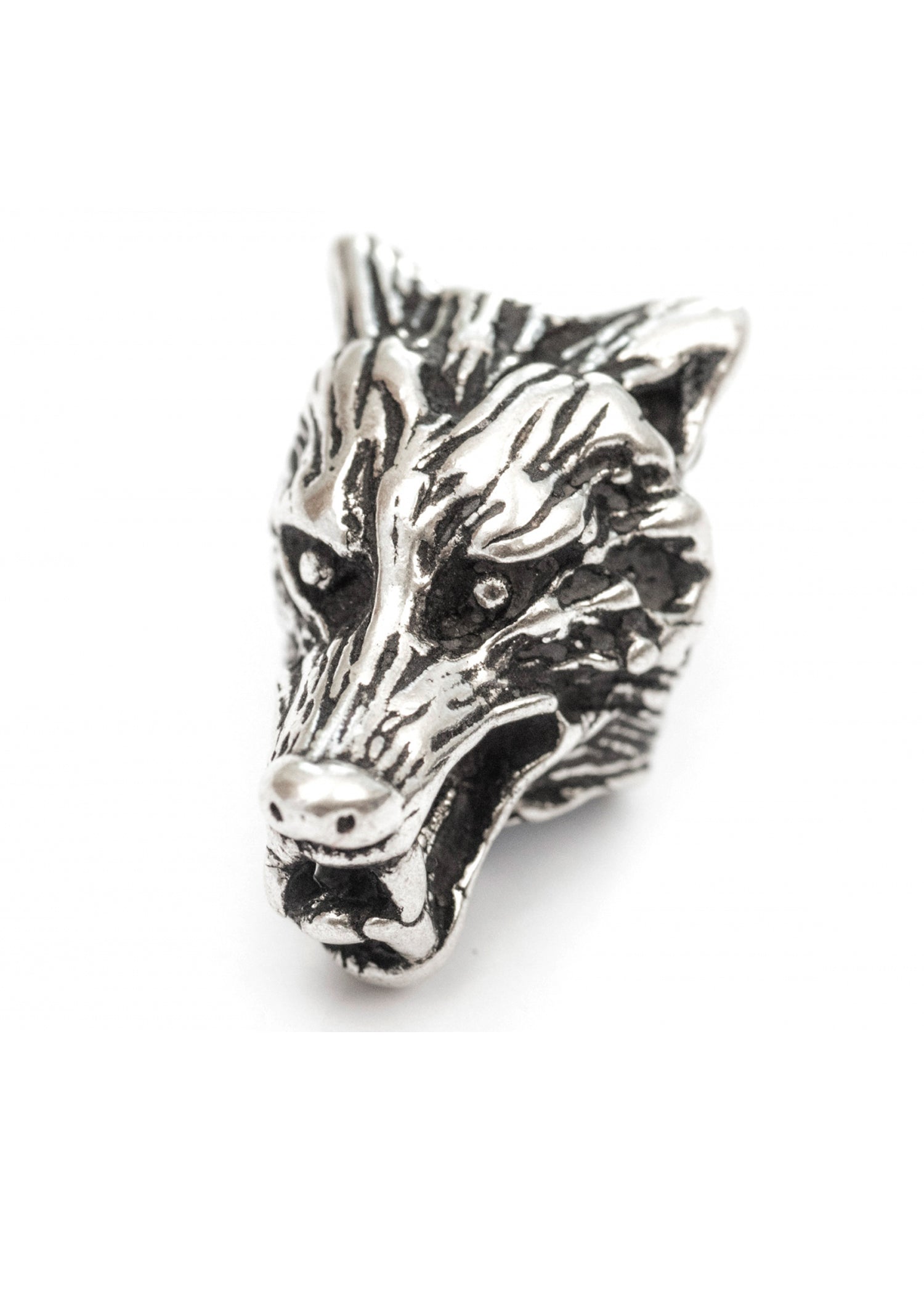 Imagen única de: Cuenta Para Barba Con Cabeza De Lobo De Plata