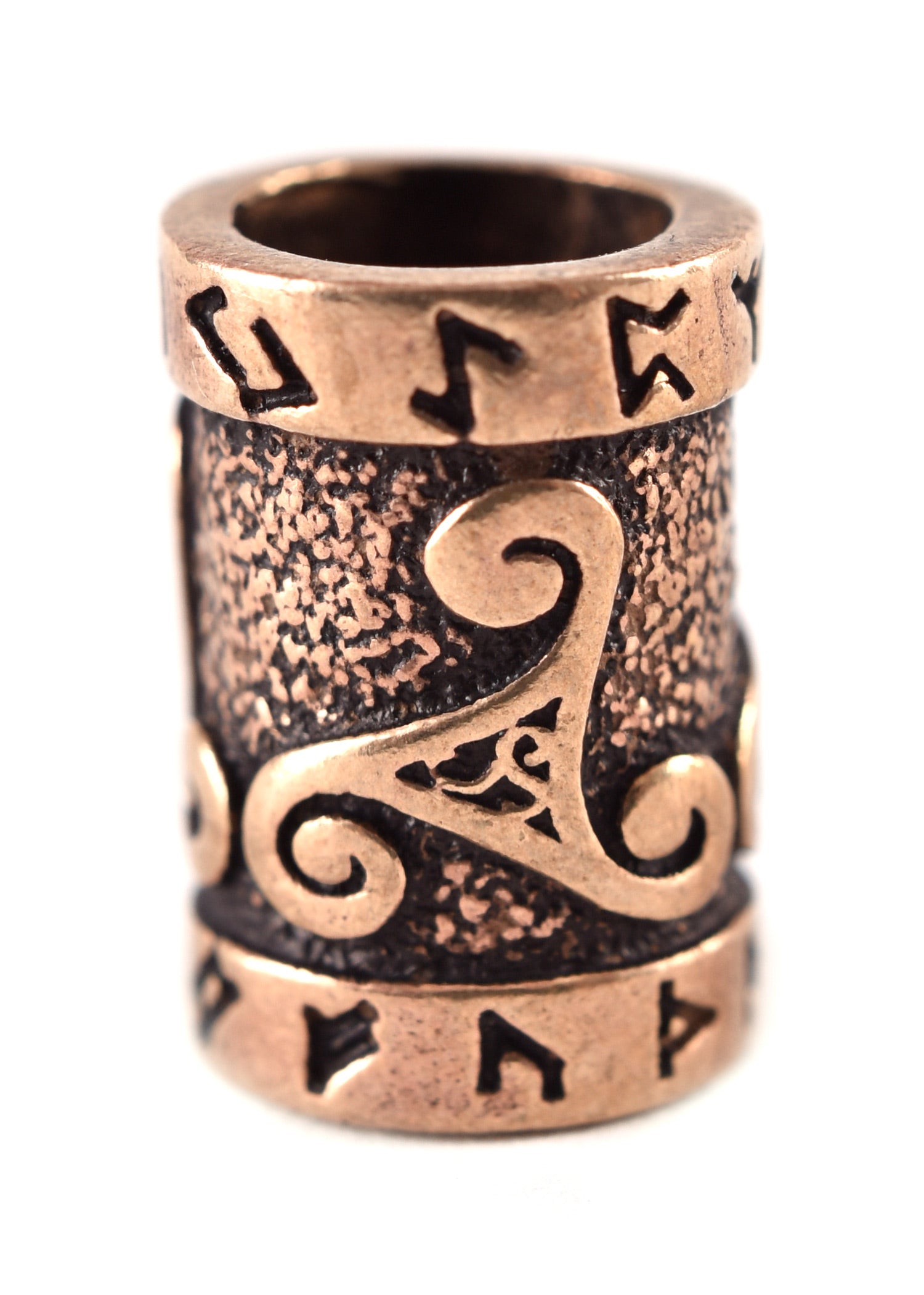 Imagen única de: Cuenta De Barba Medieval Con Runas Y Triskele De Bronce