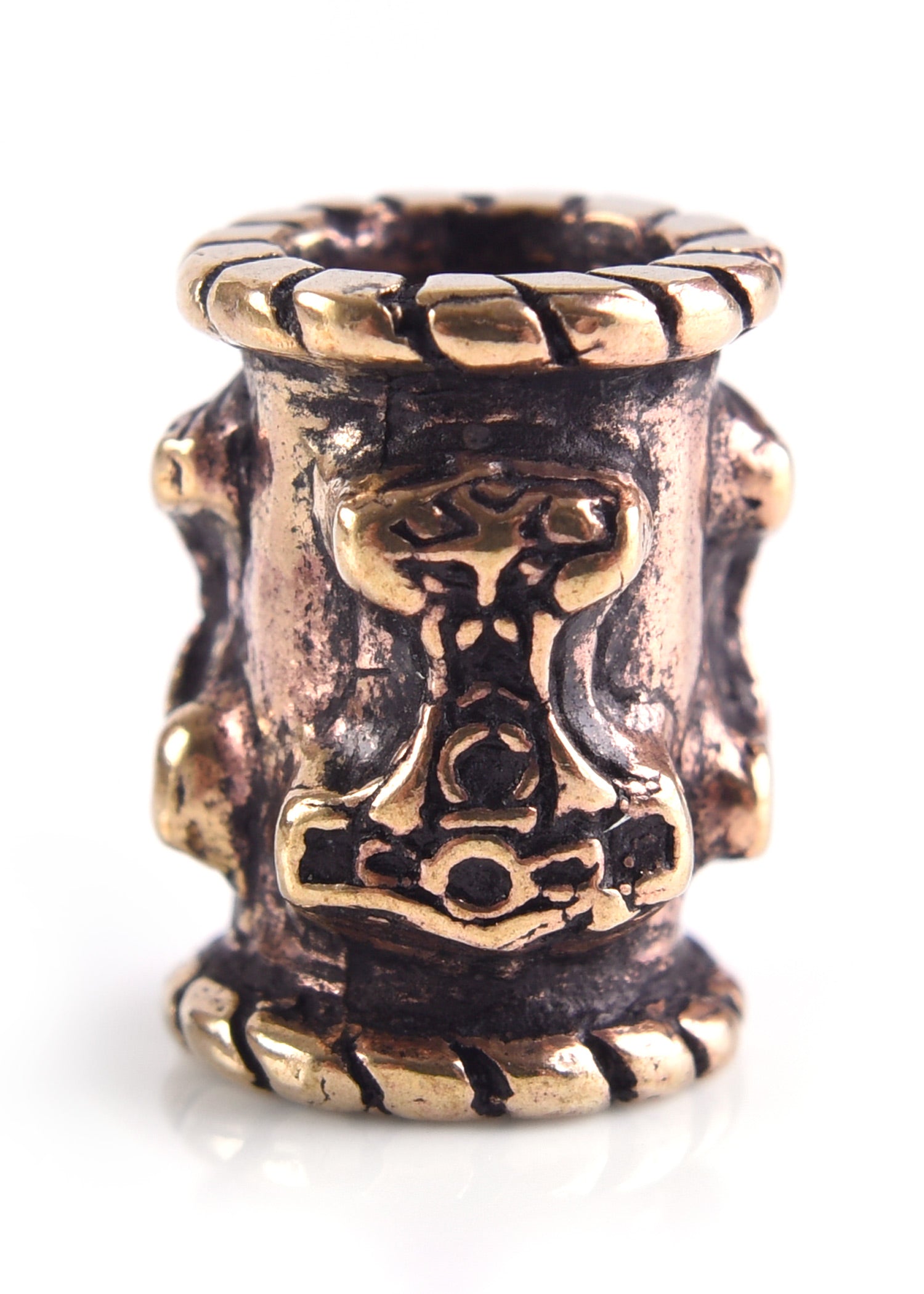 Imagen única de: Cuenta Vikinga Para Barba/cuenta Para El Cabello Con Martillo De Thor De Bronce