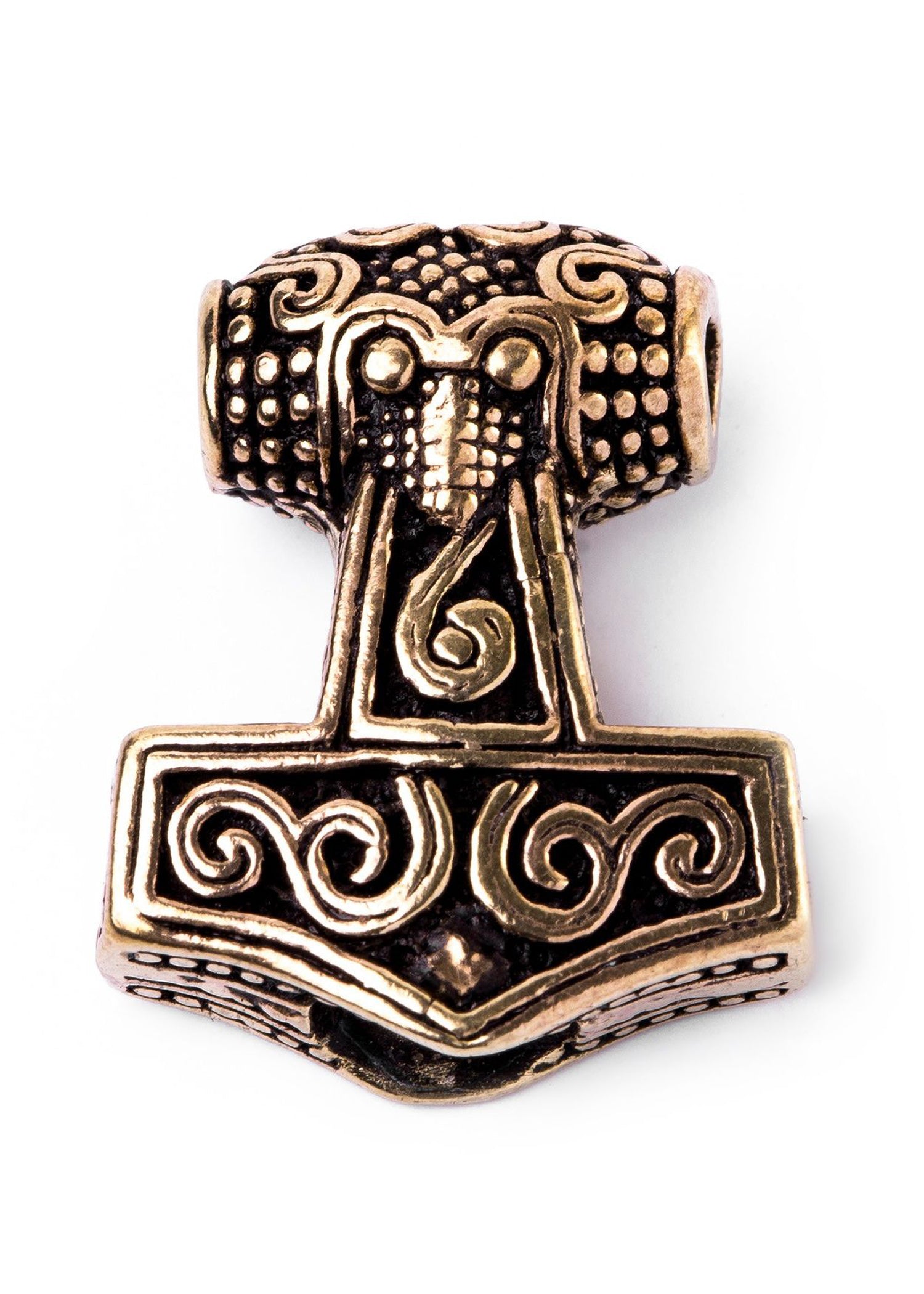 Imagen única de: Colgante Vikingo Y Cuenta Para Barba Martillo De Thor Schonen, Bronce