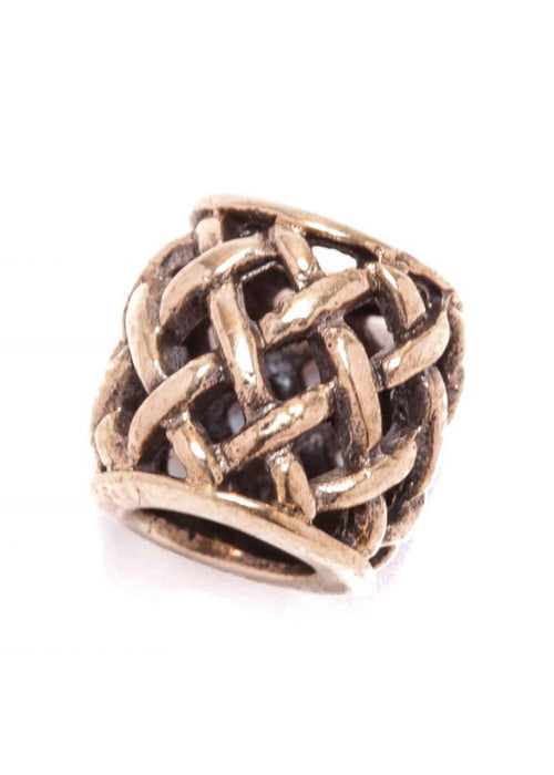 Imagen única de: Cuenta Vikinga Para Barba Y Cuentas Para El Cabello Con Patrón Trenzado De Bronce