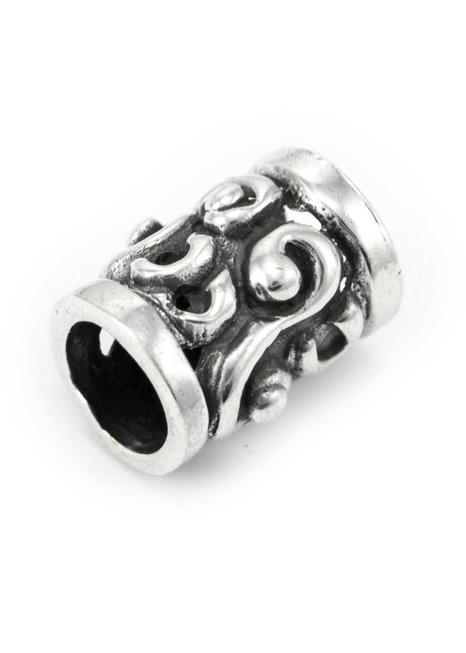 Imagen única de: Cuenta Para Barba Medieval Con Diseño En Espiral De Plata