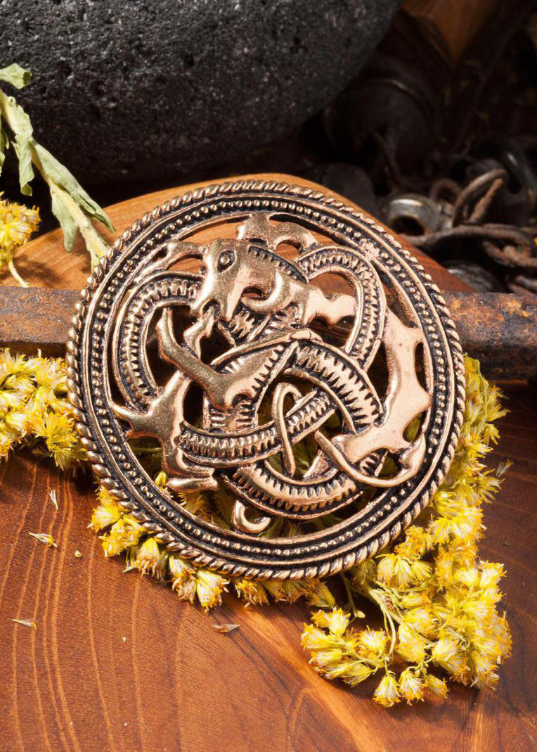Imagen única de: Broche Vikingo Dragón De Fuego Fabricado En Bronce