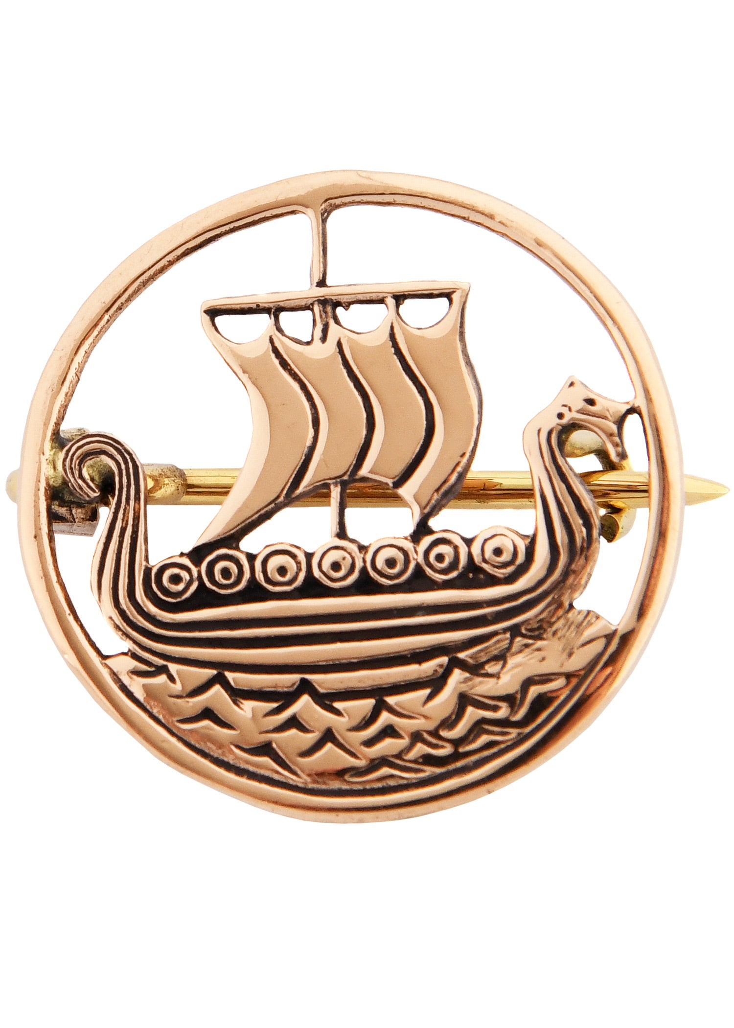 Imagen única de: Broche Vikingo Con Barco Dragón, De Bronce
